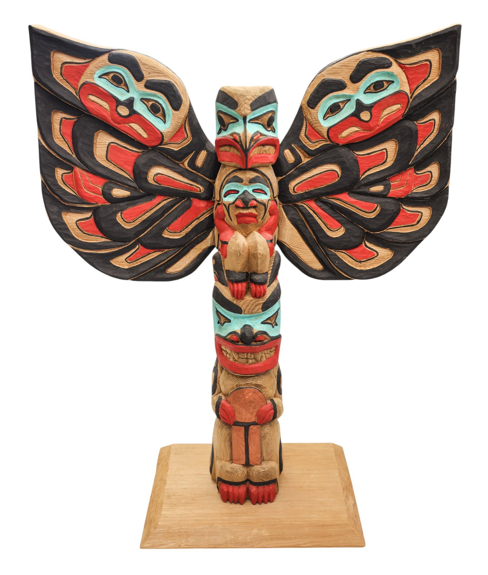 Myron Barnes (Tlingit) Thunderbird Cedar Totem Pole Model (1 of 2)