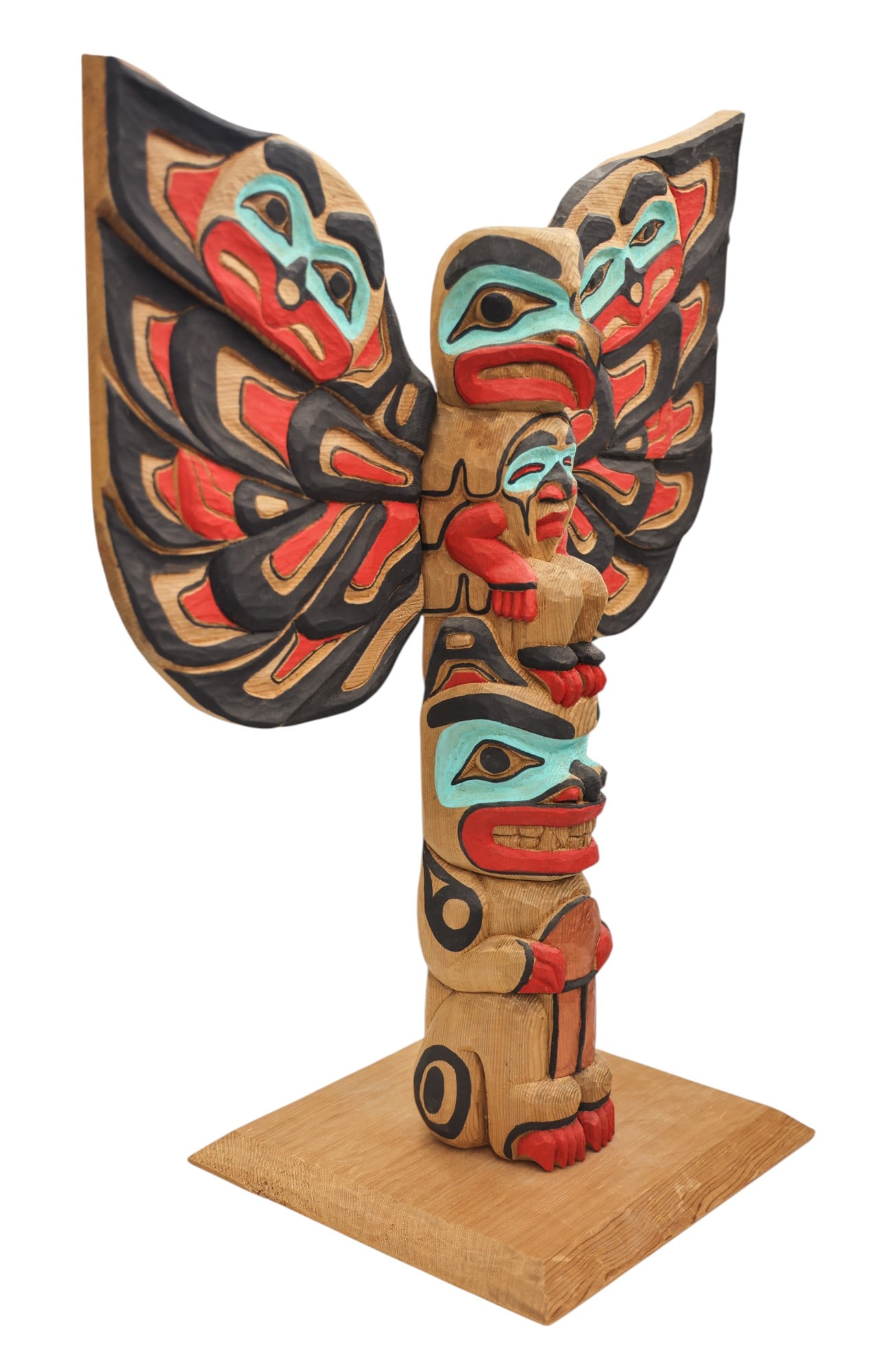 Myron Barnes (Tlingit) Thunderbird Cedar Totem Pole Model - 2