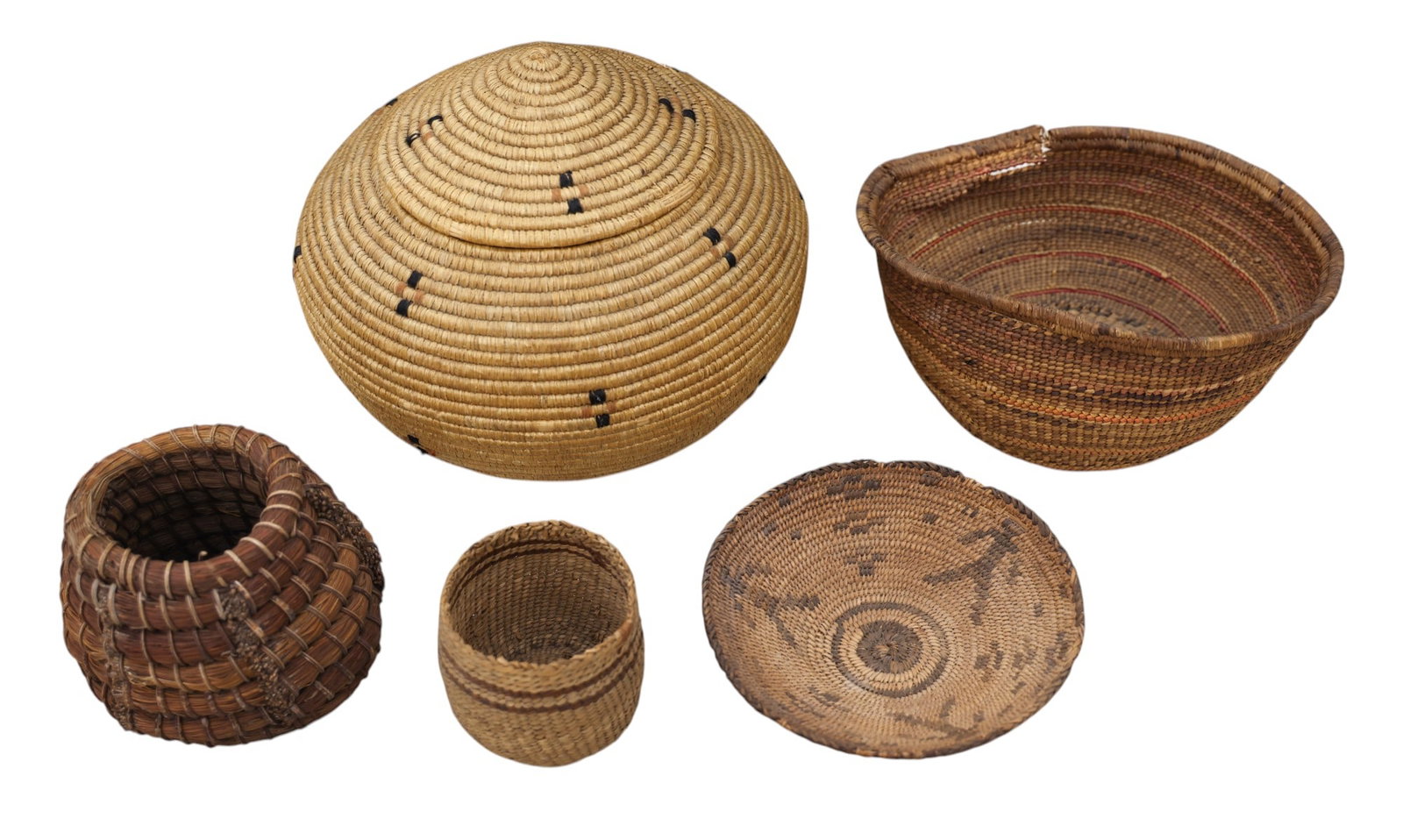 5pc Old Native American Assorted Indian Baskets (1 of 1)