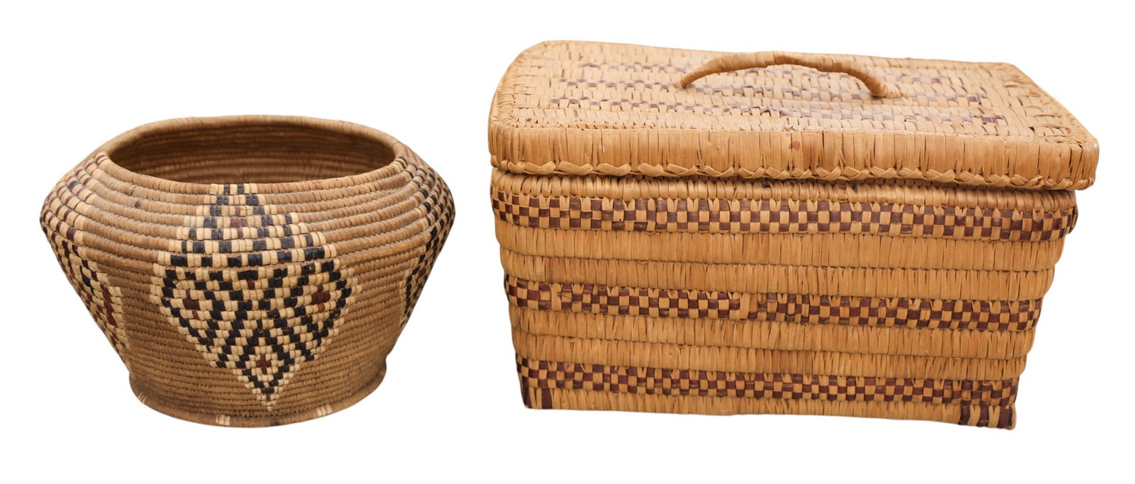 2pc Old Northwest Coast Salish Indian Baskets (1 of 1)