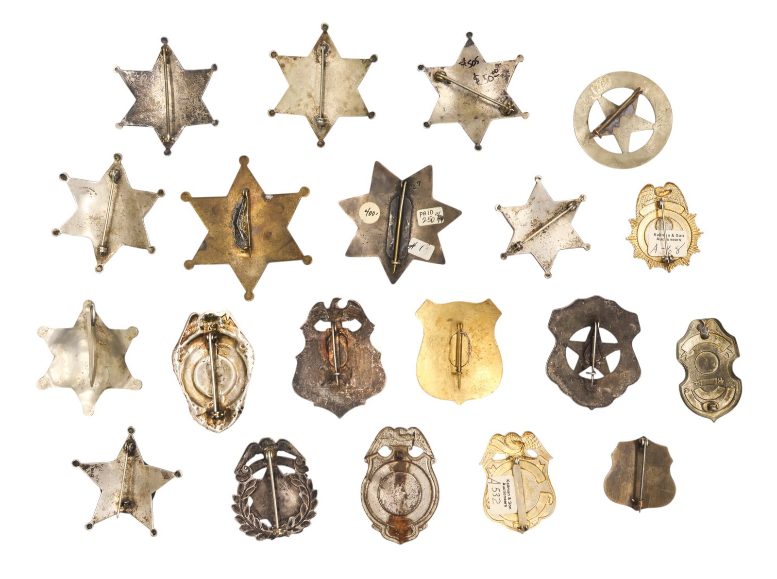 20pc Old Tribal Police Metal Badges - 2