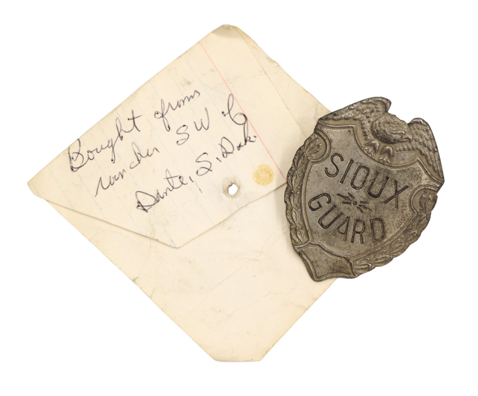 Antique Sioux Guard Metal Hat Badge - 3