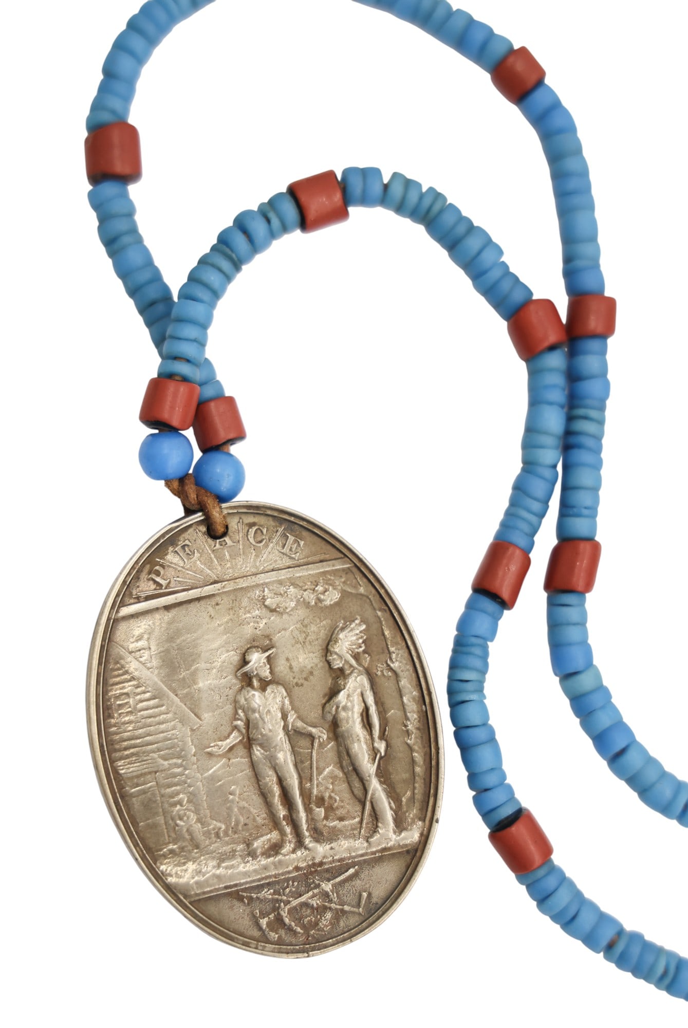 Old James Garfield Indian Peace Medal on Trade Bead Necklace - 2