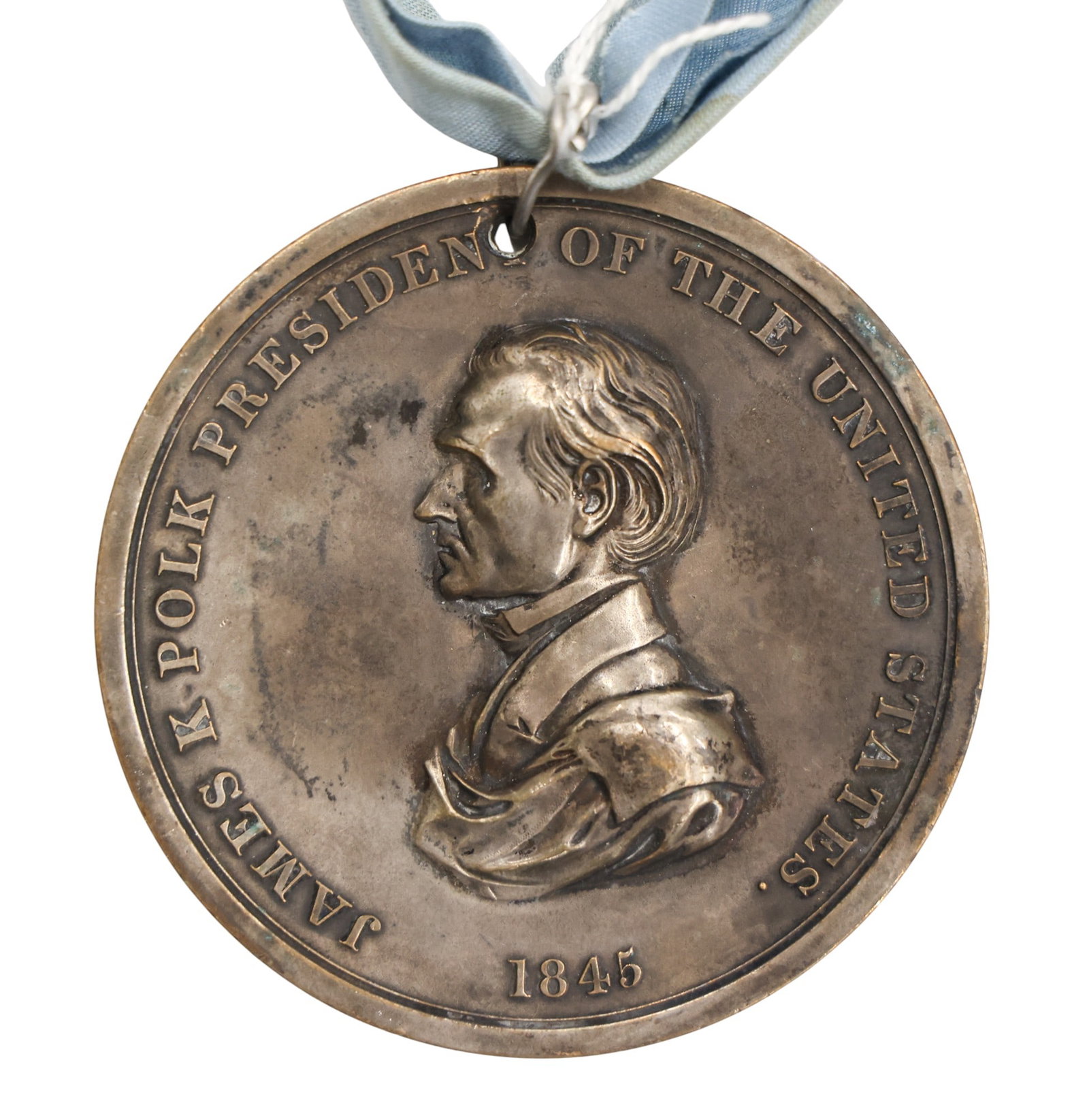 Antique 1845 James Polk Bronze Indian Peace Medal - 2