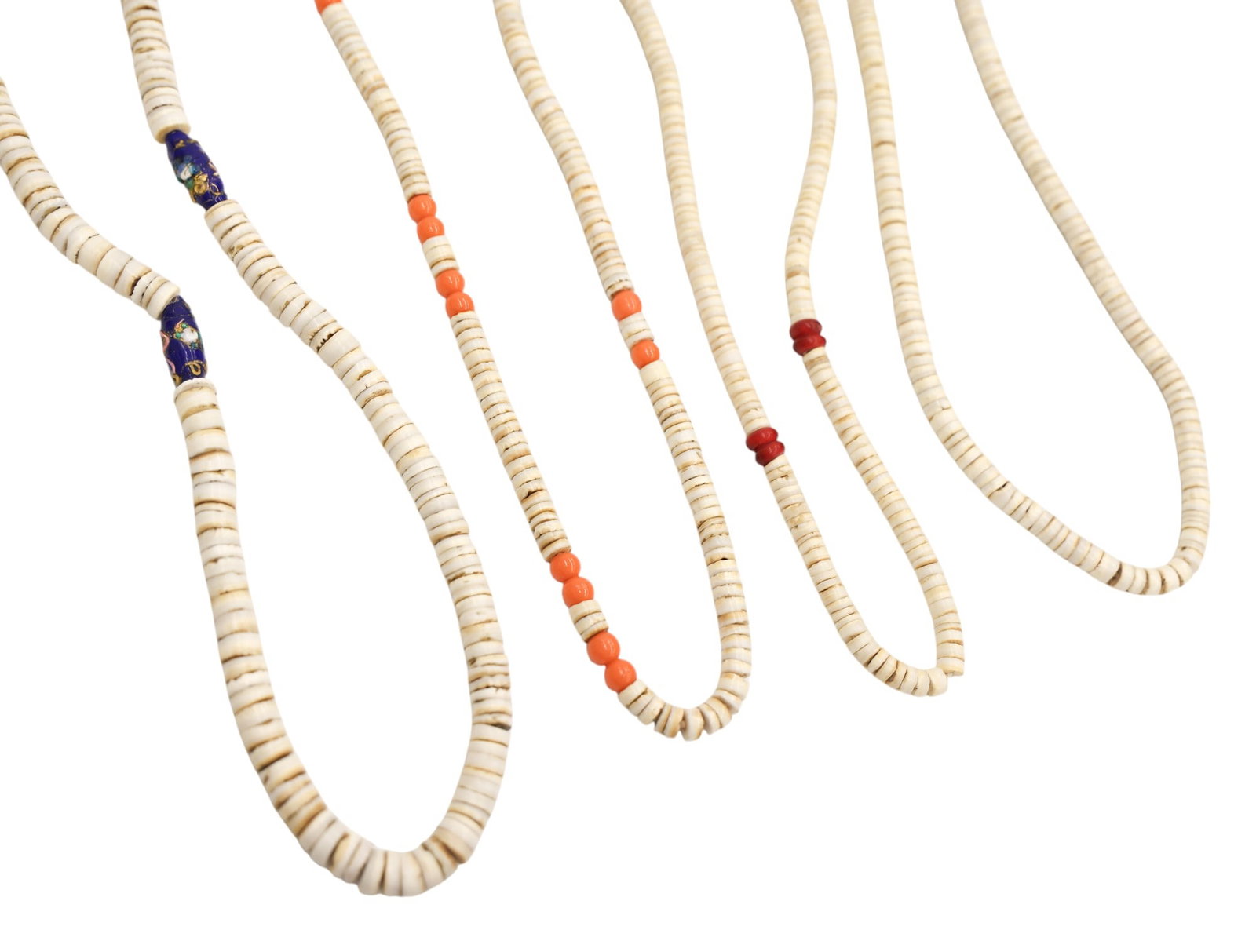4pc Old Southwest Shell and Trade Bead Heishi Necklaces - 2