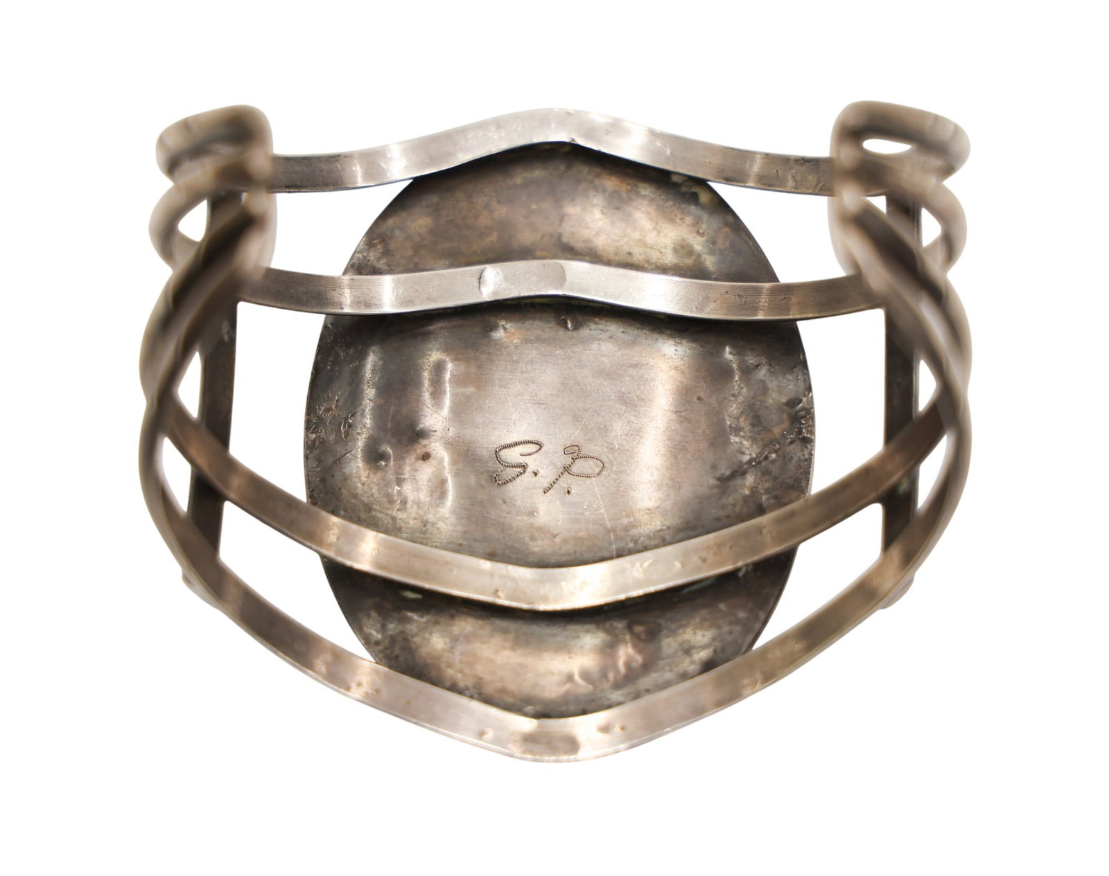 Old Navajo Large Turquoise Sterling Cuff Bracelet - 3