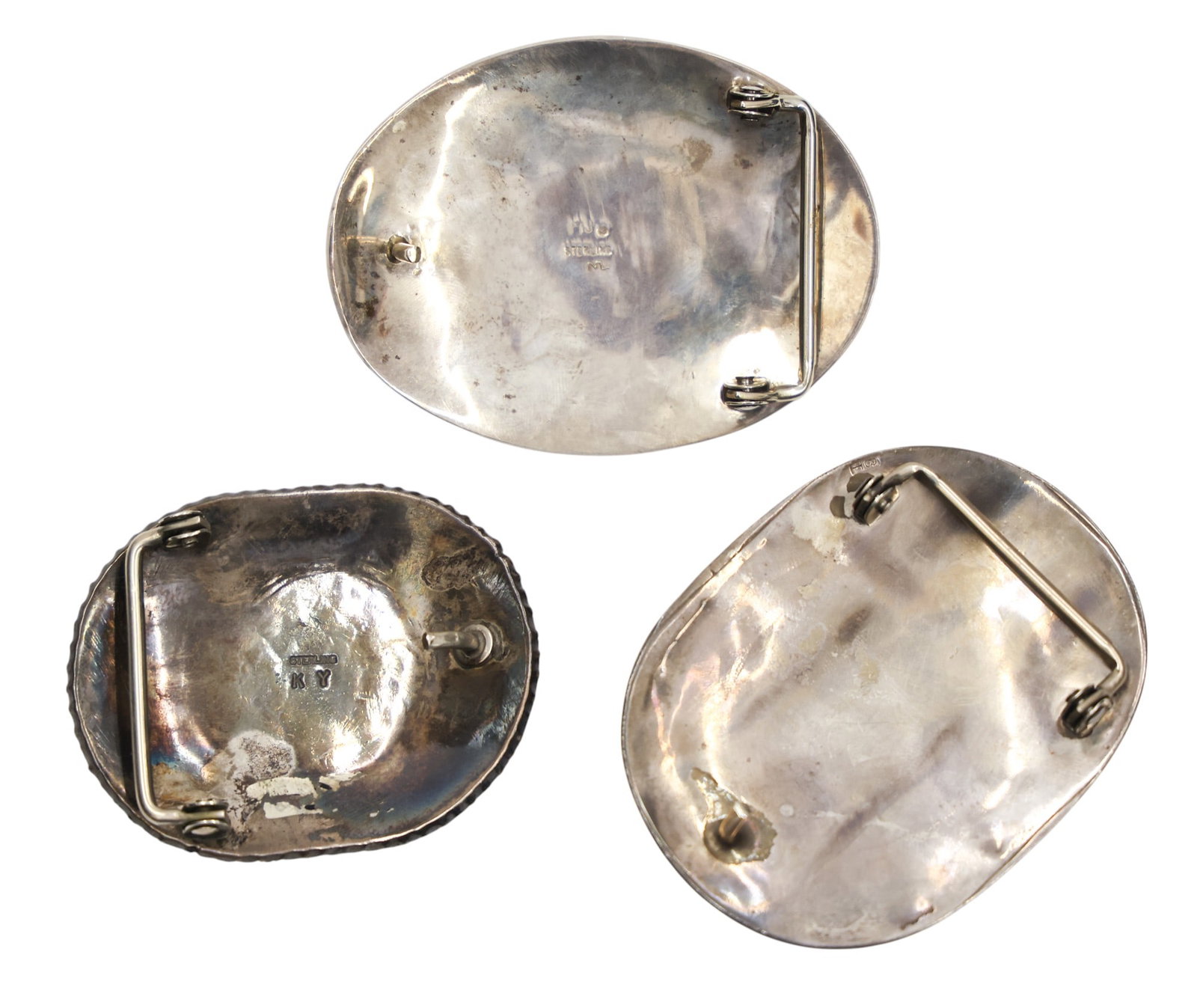 3pc Old Navajo Assorted Sterling Belt Buckles - 2