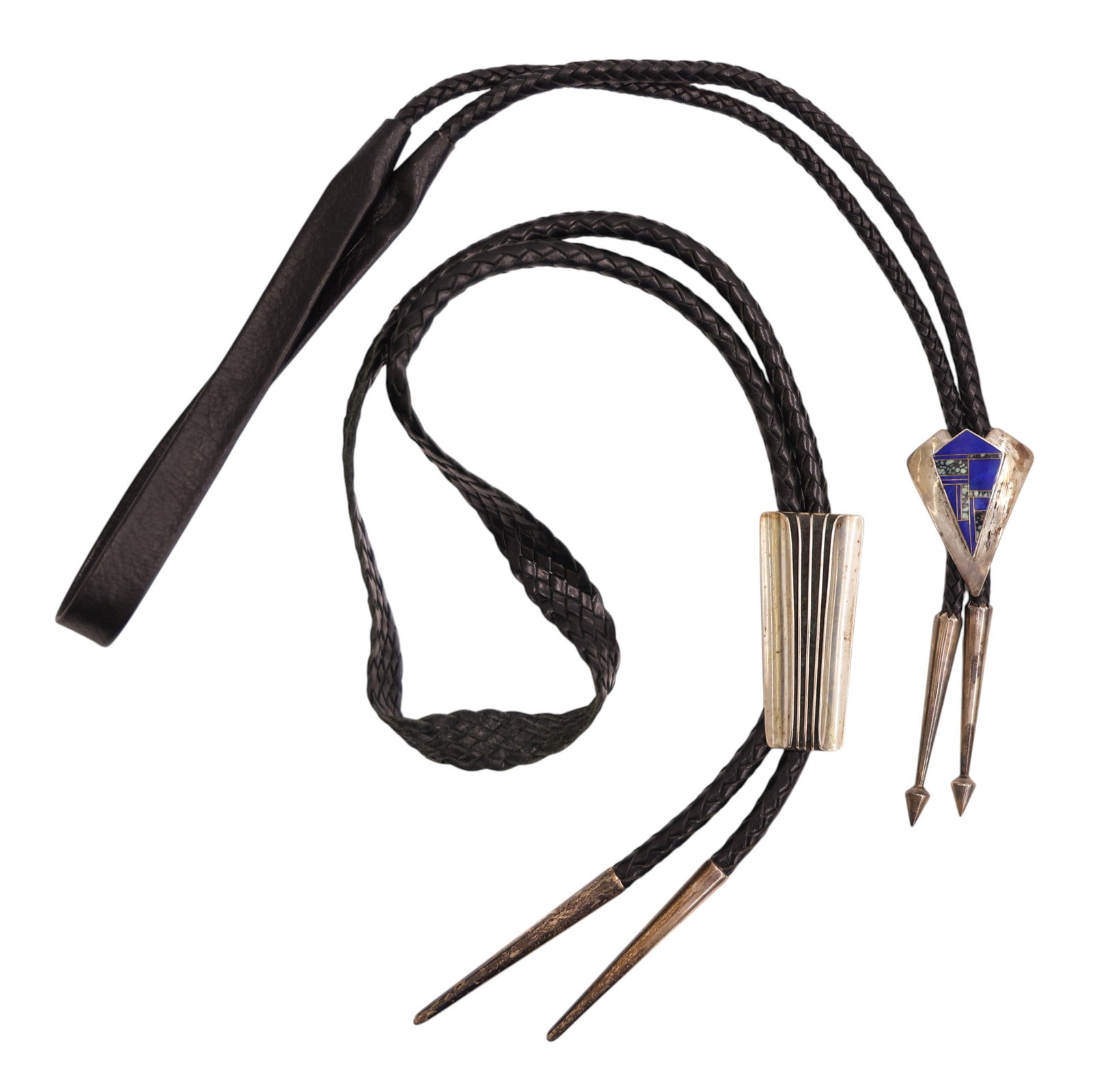 2pc Navajo Modern Sterling Bolo Ties by Ray Tracey and Victor Beck (1 of 2)
