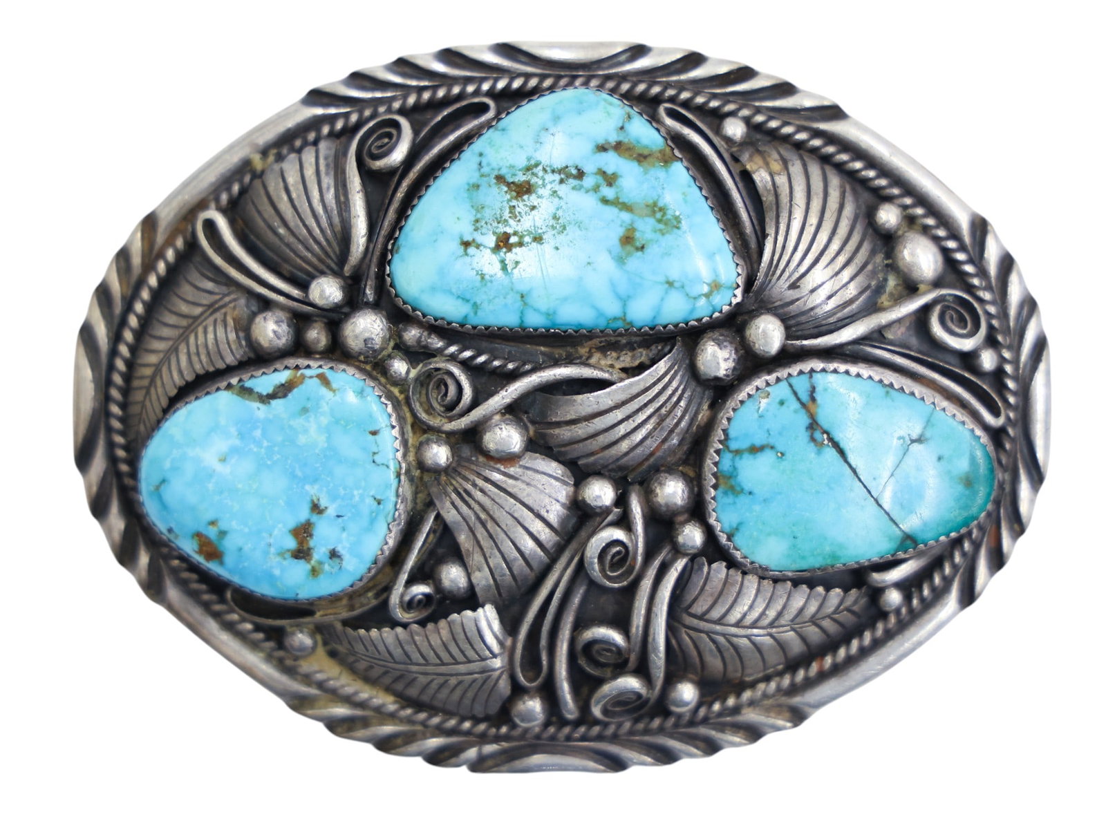Robert Kelly Navajo Sterling and Turquoise Large Buckle (1 of 1)