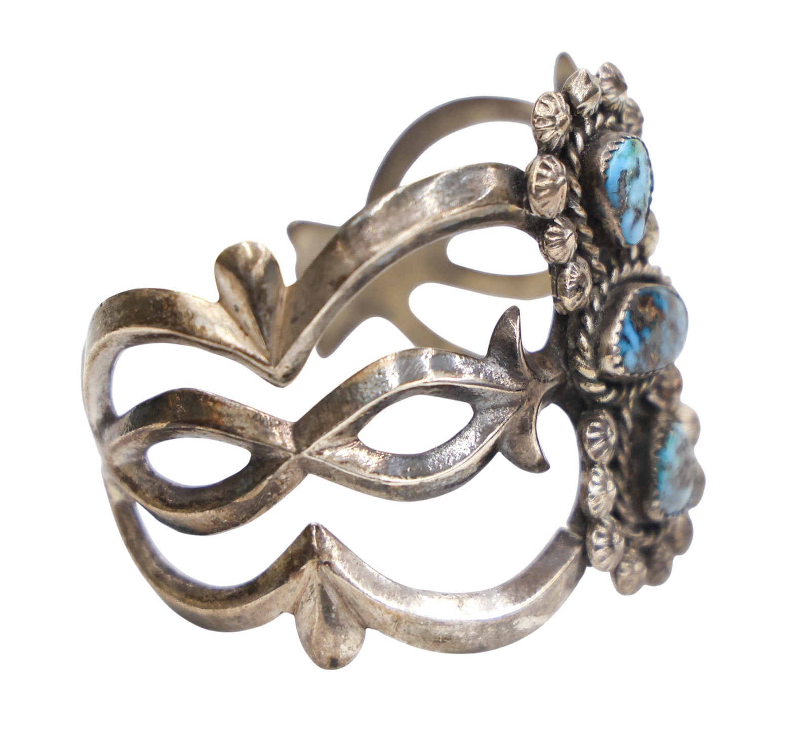Navajo Old Pawn Sterling and Turquoise Cuff Bracelet - 2