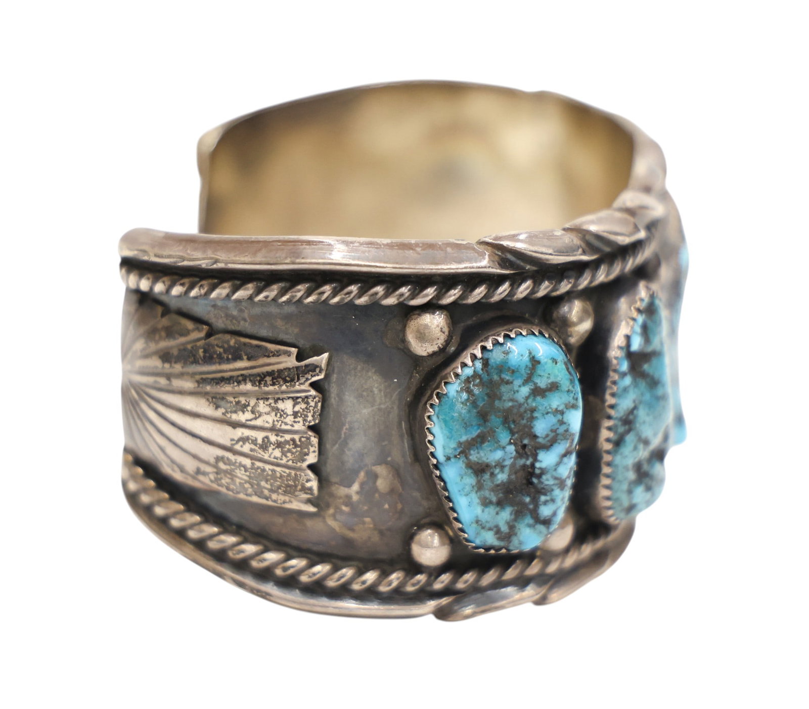 Old Navajo Silver and Turquoise Cuff Bracelet - 2