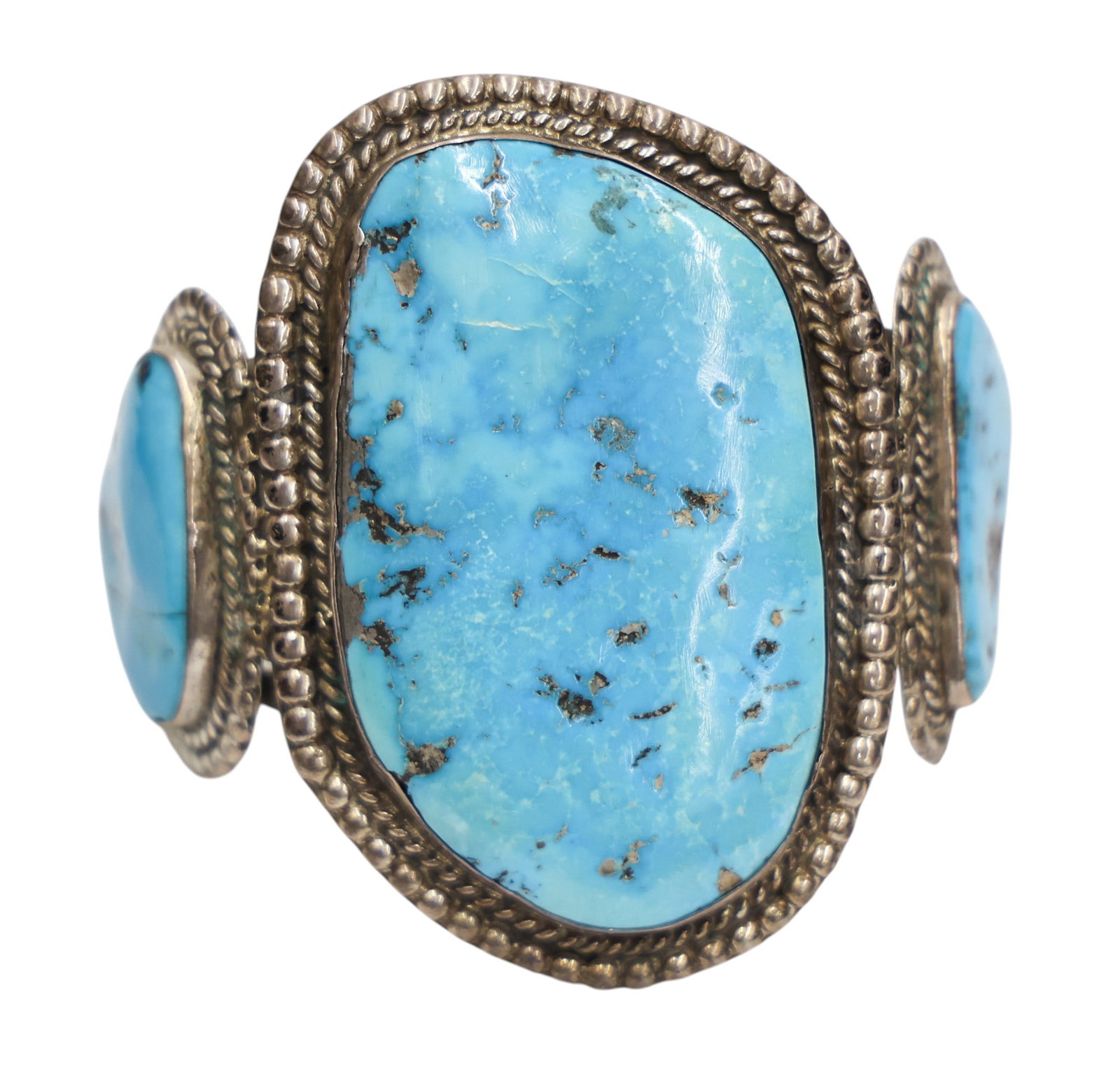 Old Navajo Large Turquoise Silver Cuff Bracelet (1 of 2)