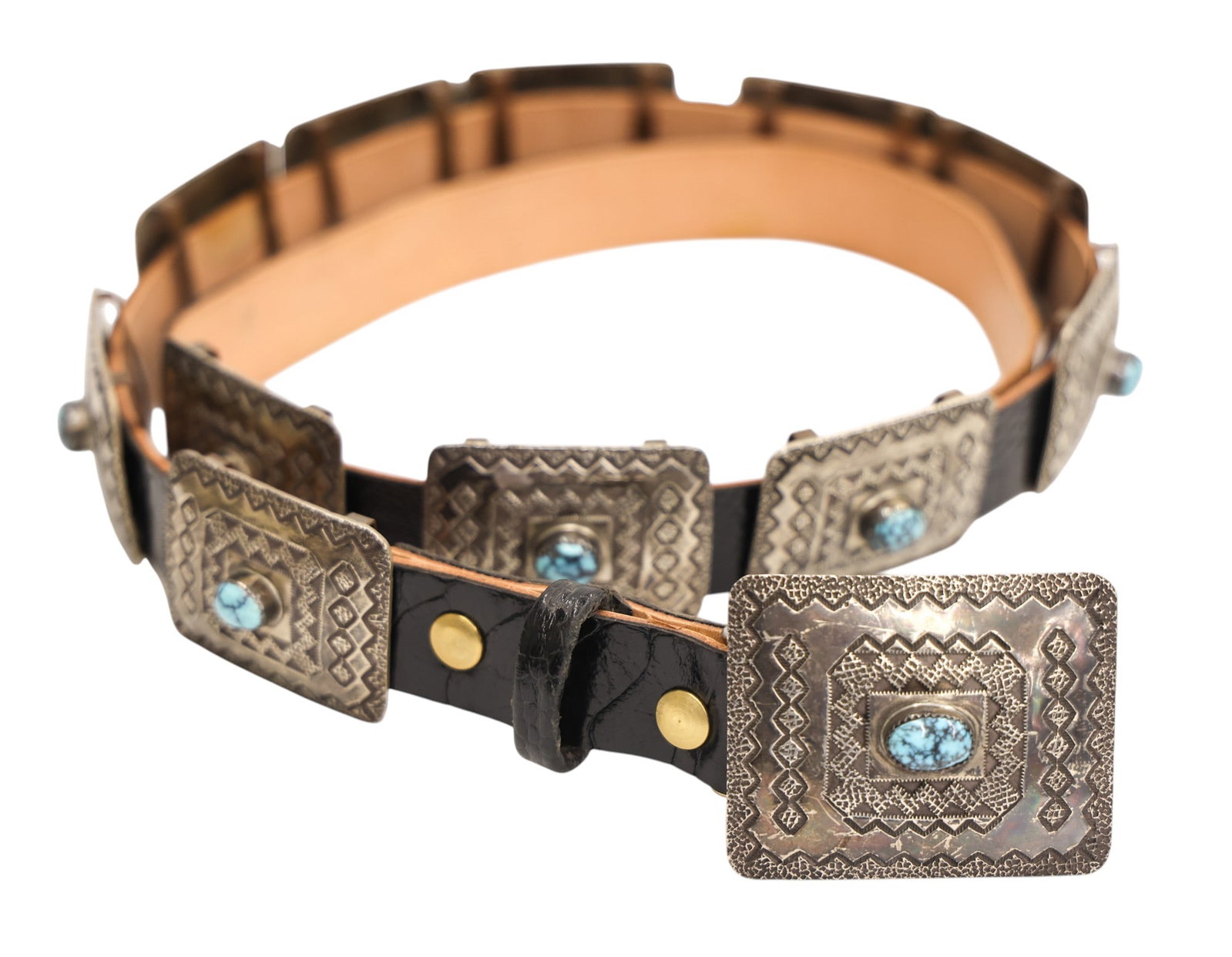 Herman Smith Navajo Sterling and Turquoise Concho Belt (1 of 3)