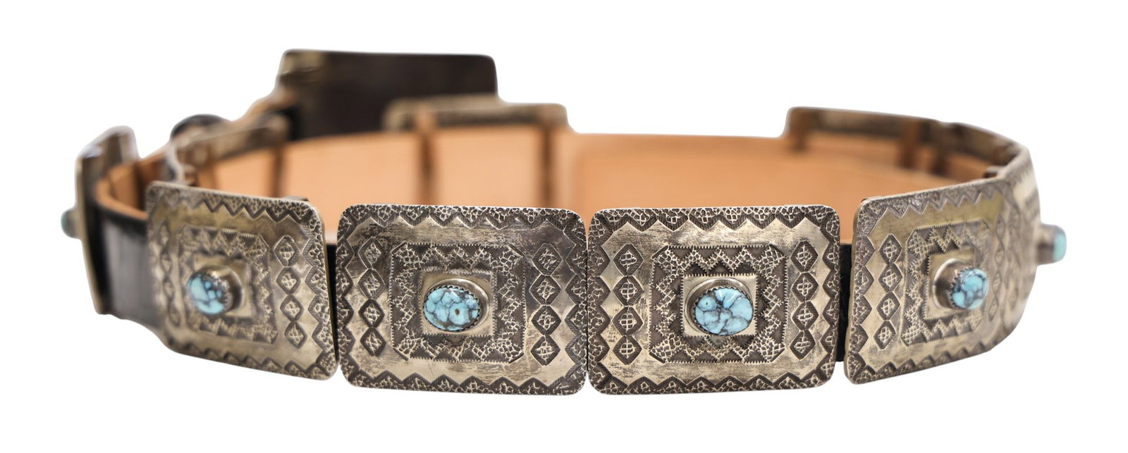 Herman Smith Navajo Sterling and Turquoise Concho Belt - 2