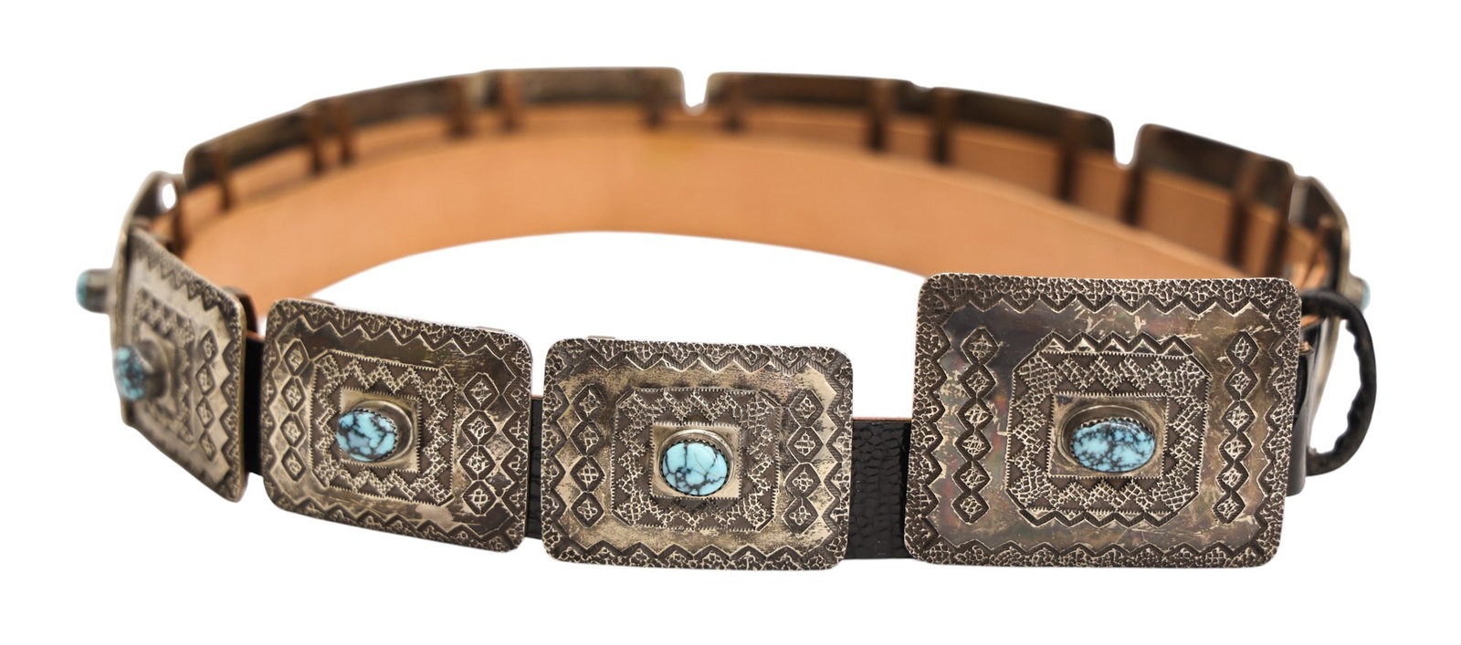 Herman Smith Navajo Sterling and Turquoise Concho Belt - 3