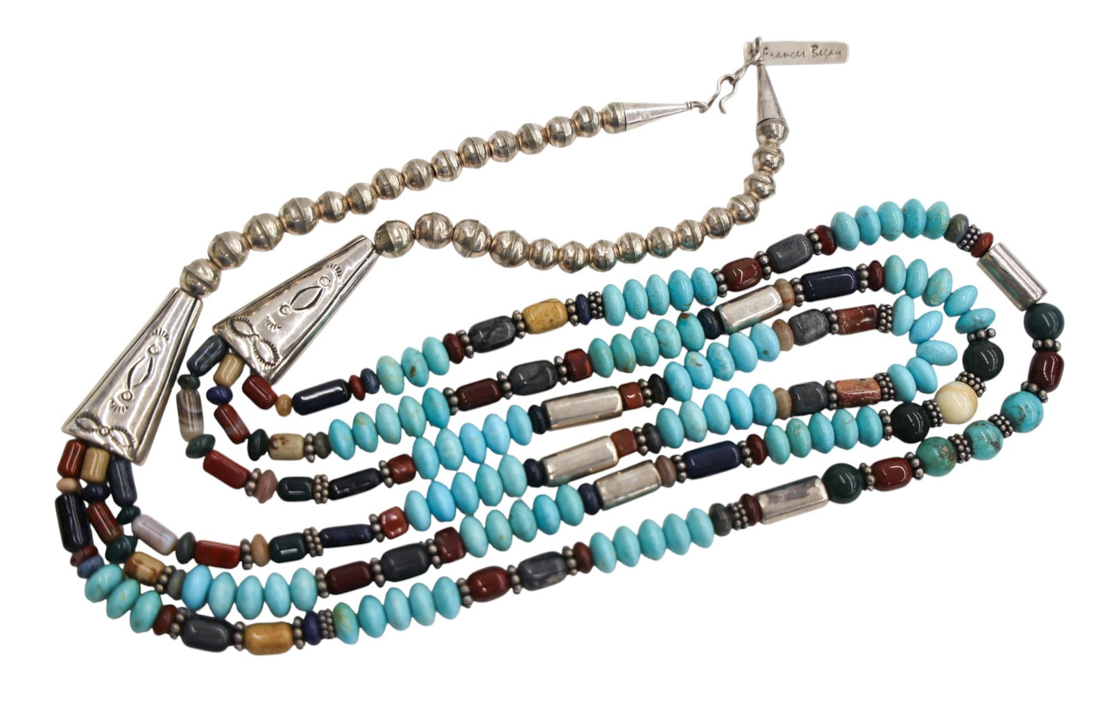 Frances Begay Navajo Sterling Triple Strand Necklace - 2