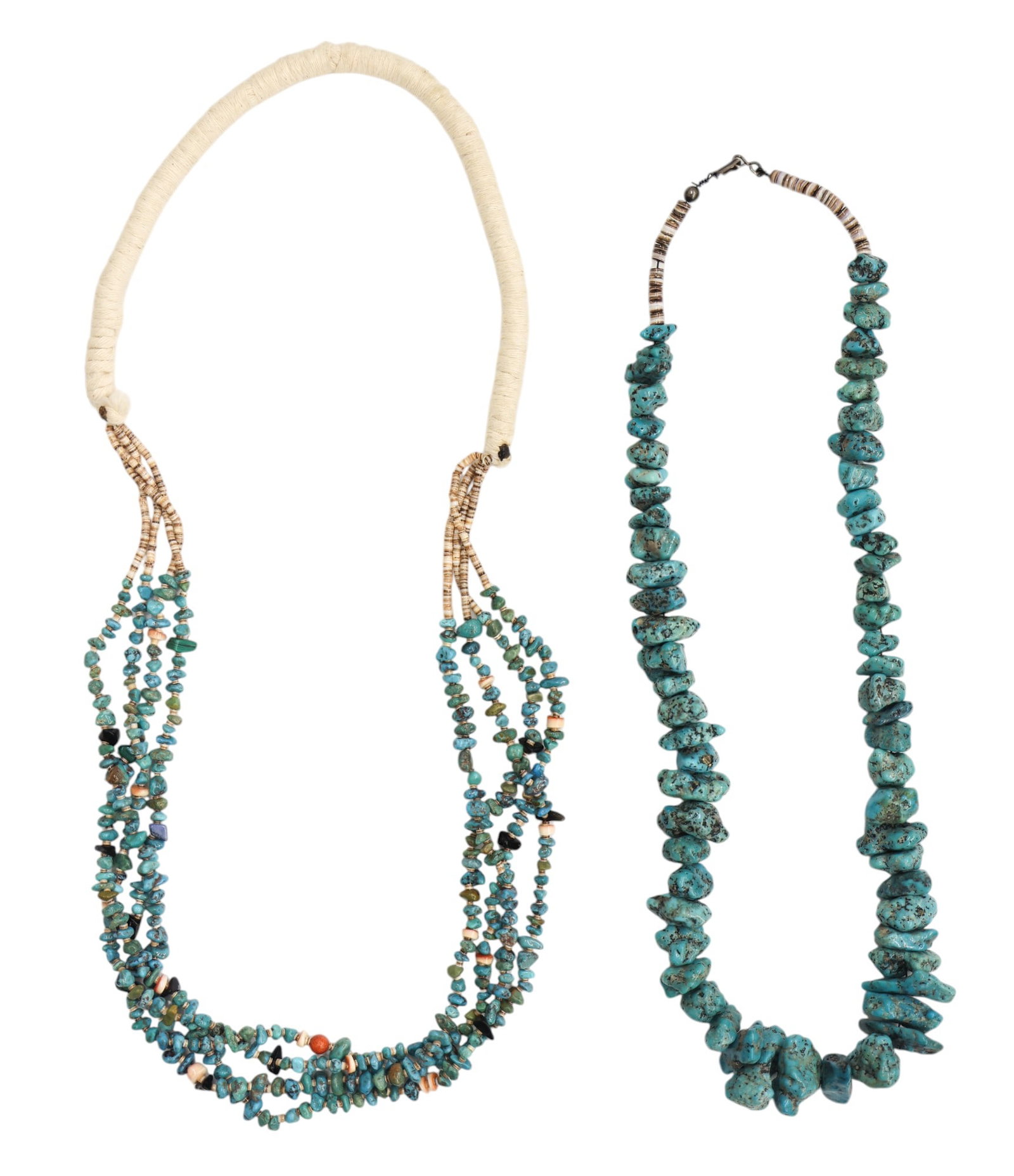 2pc Old Navajo Turquoise and Shell Heishi Bead Necklaces (1 of 2)