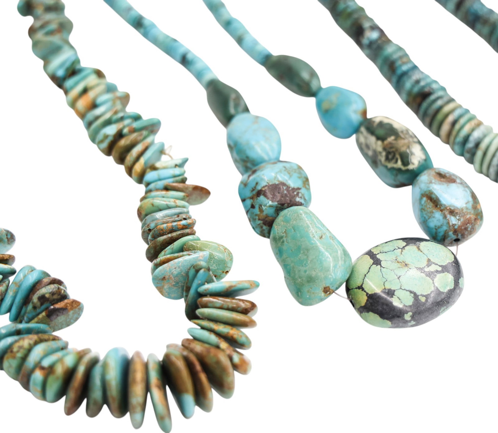 3pc Old Navajo Turquoise Bead Necklaces - 2