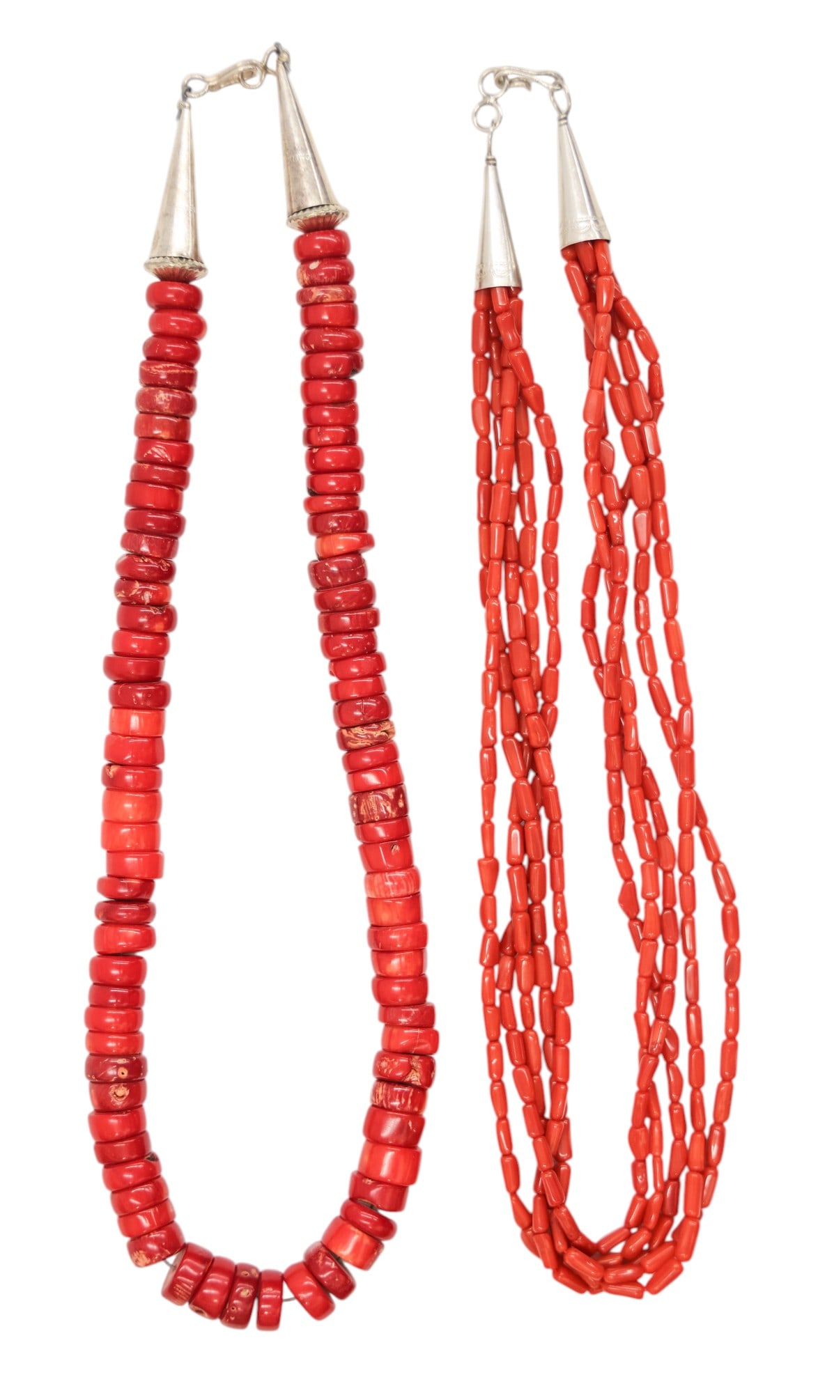 2pc Navajo Red Coral and Sterling Necklaces (1 of 2)