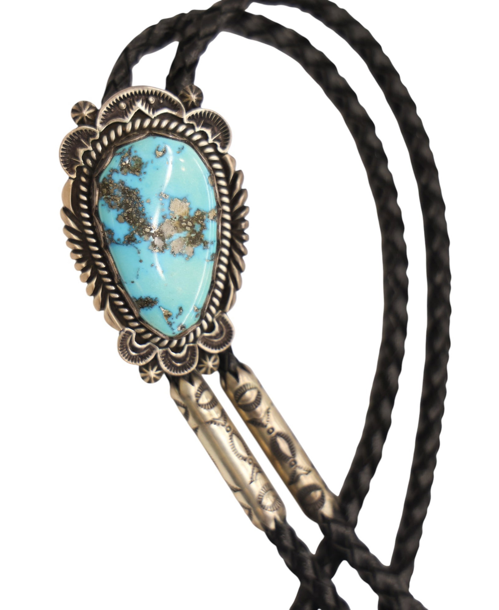 Dan Oliver Navajo Sterling and Turquoise Bolo Tie - 2