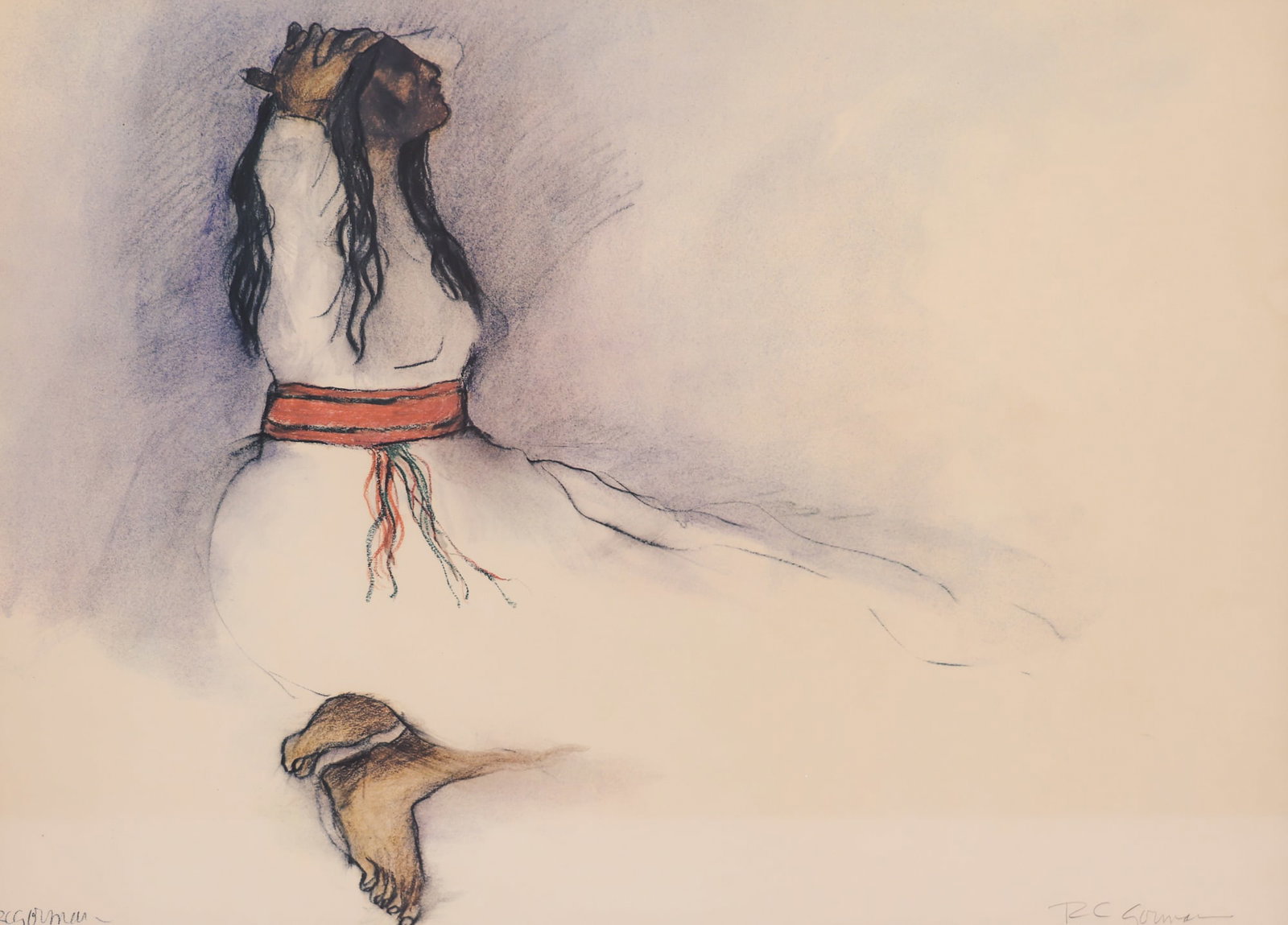 R.C. Gorman "Woman with Red Belt" 1976 Signed Print (1 of 2)