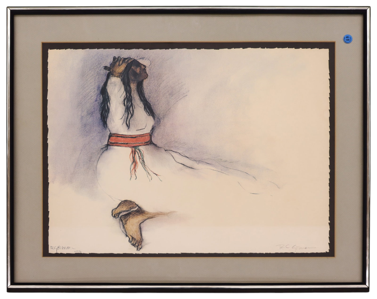 R.C. Gorman "Woman with Red Belt" 1976 Signed Print - 2