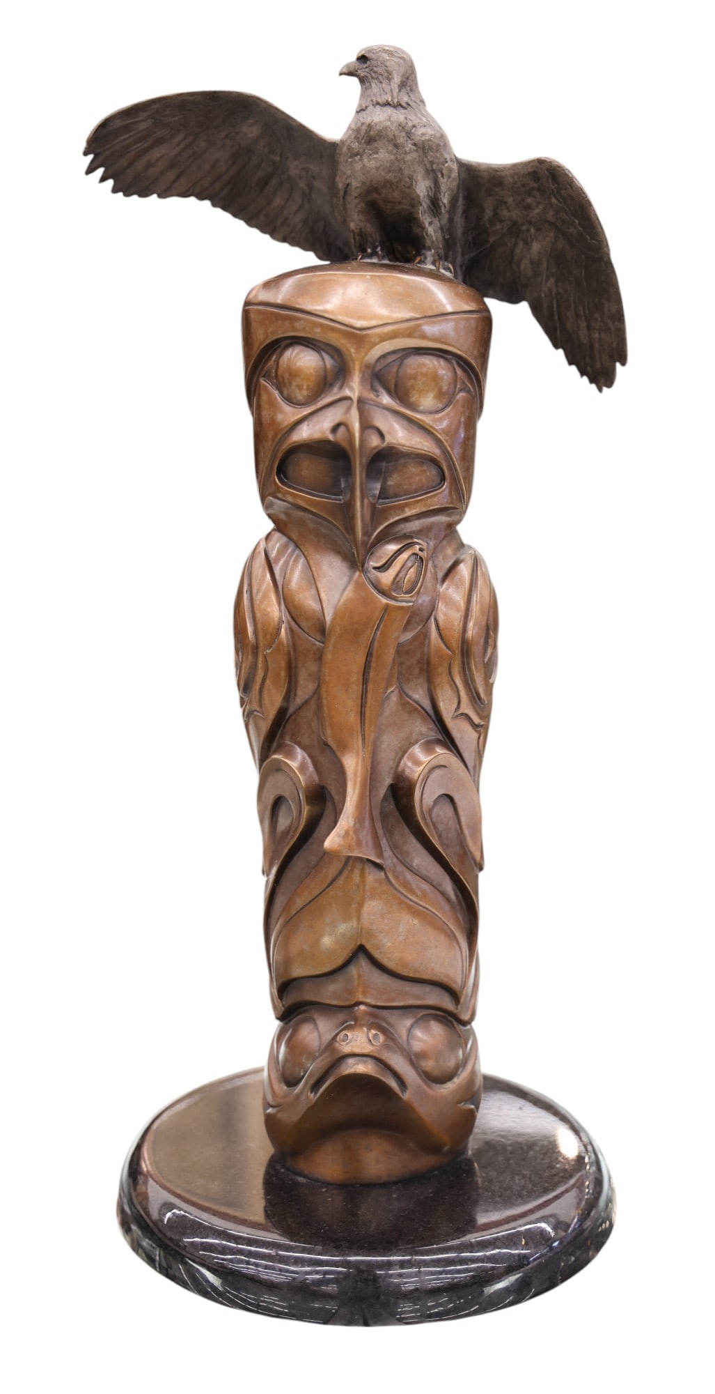 Ross Matteson "Salmon Pole Monument" 1993 Bronze Sculpture (1 of 3)