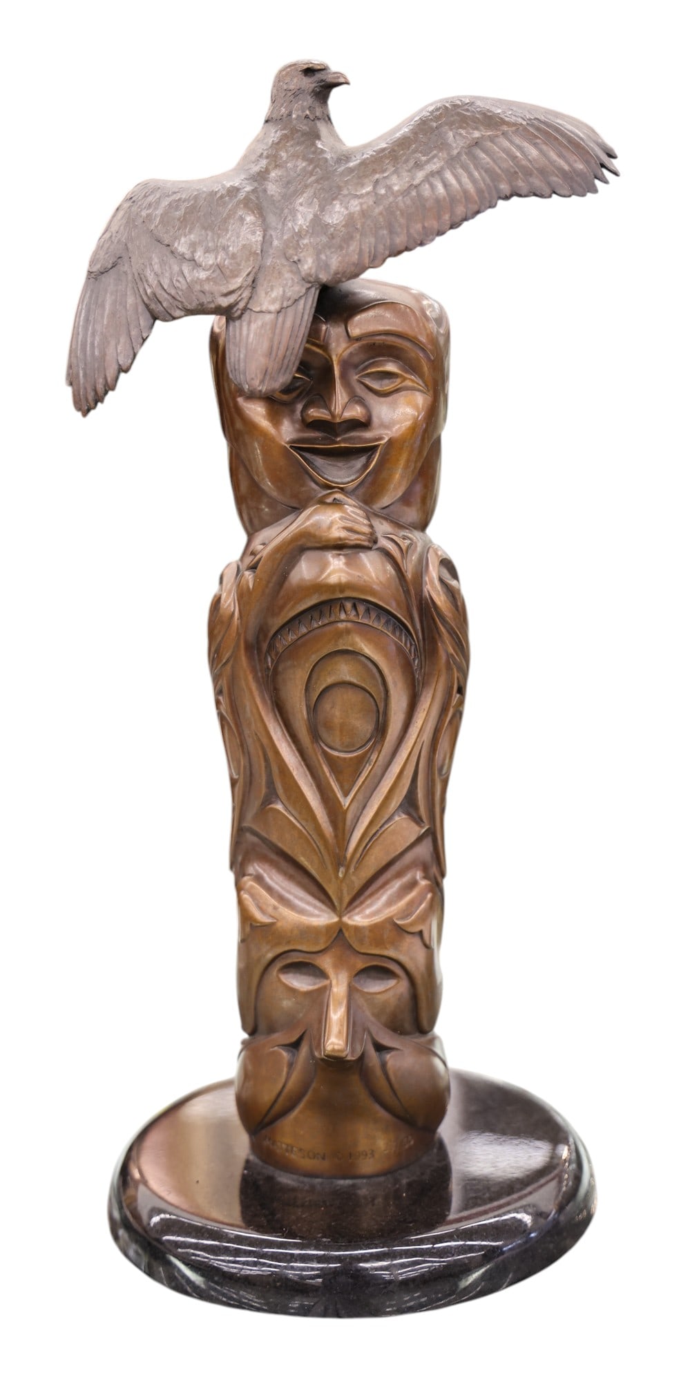 Ross Matteson "Salmon Pole Monument" 1993 Bronze Sculpture - 3
