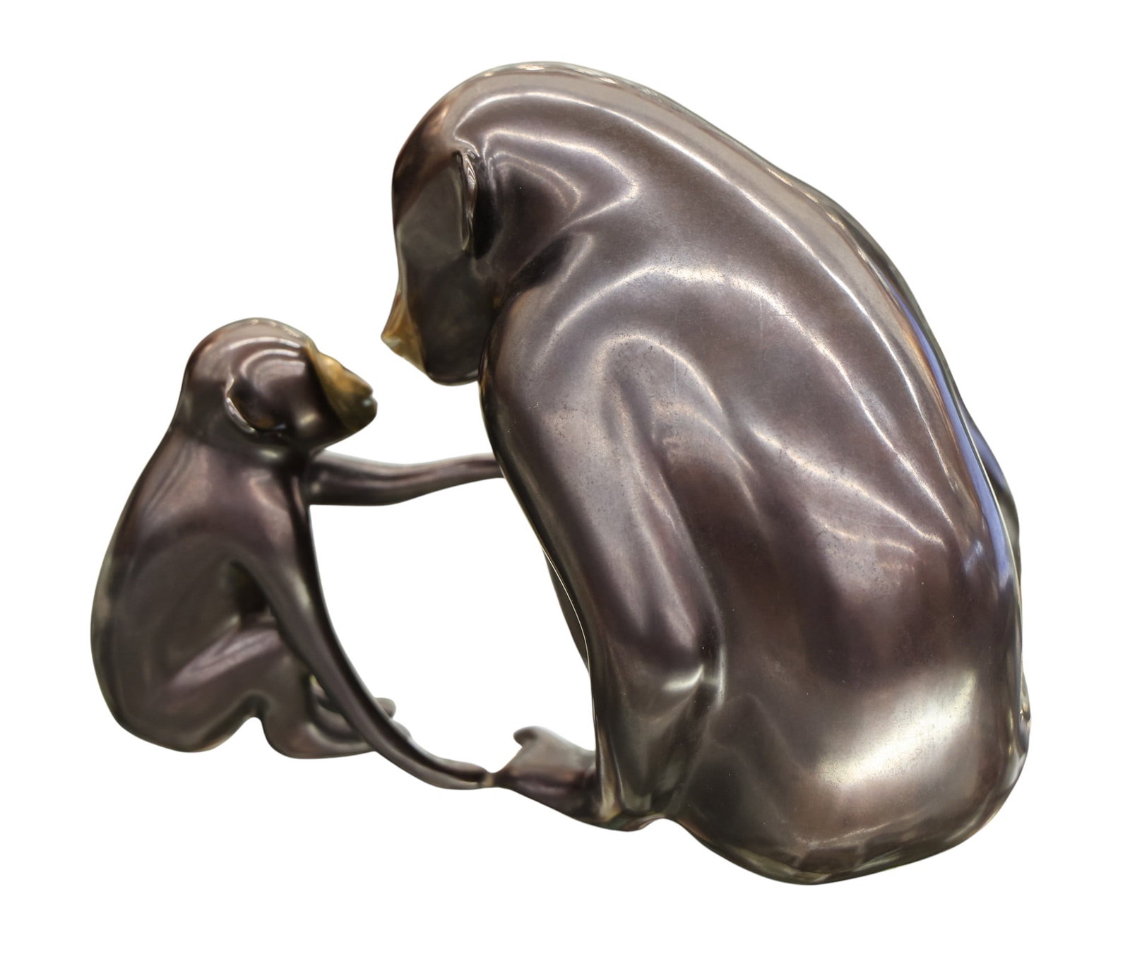Loet Vanderveen "Chimp and Baby" Bronze Sculpture - 2