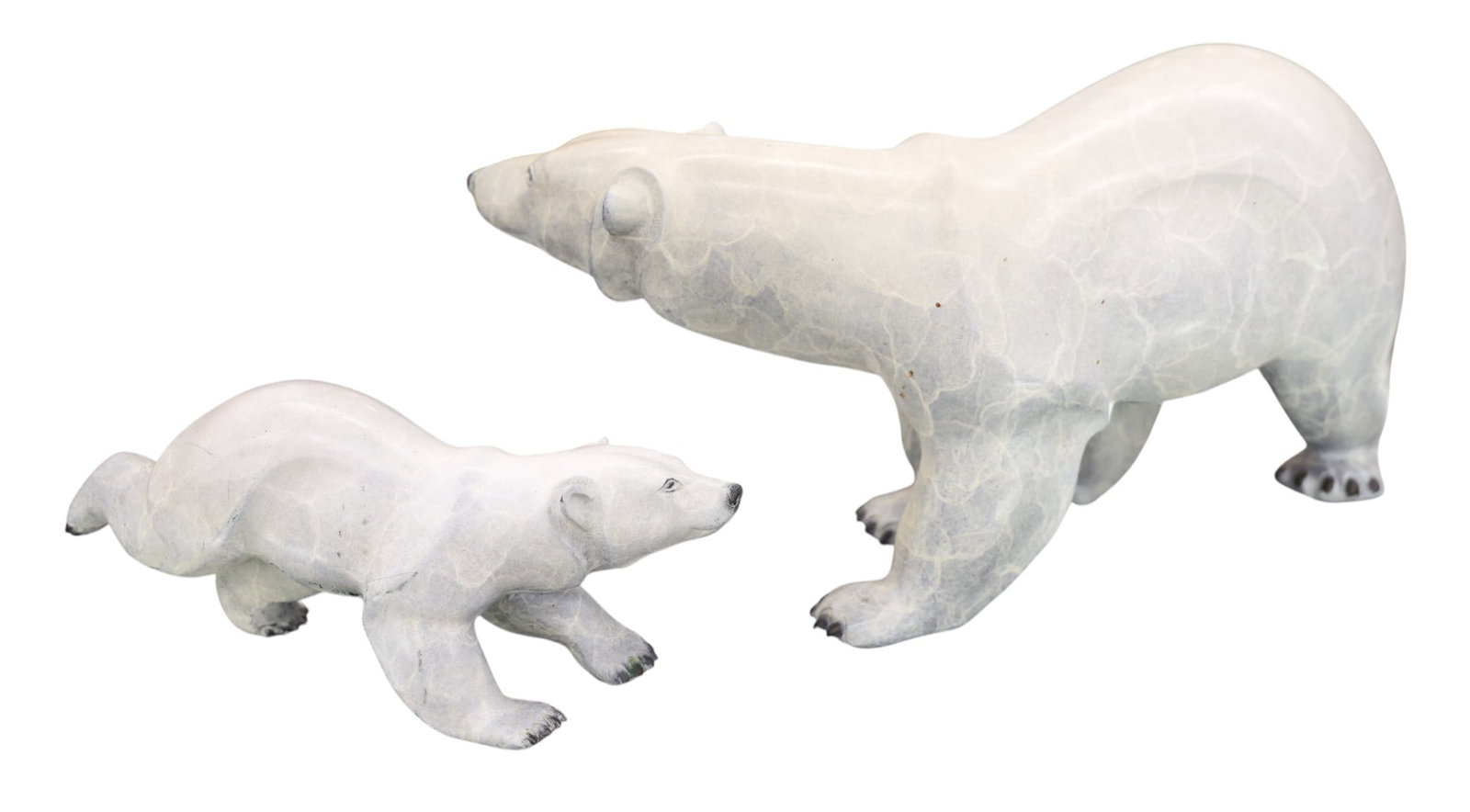 2pc Jacques and Mary Regat "Polar Bear and Cub" 1997 Bronze Sculptures - 2