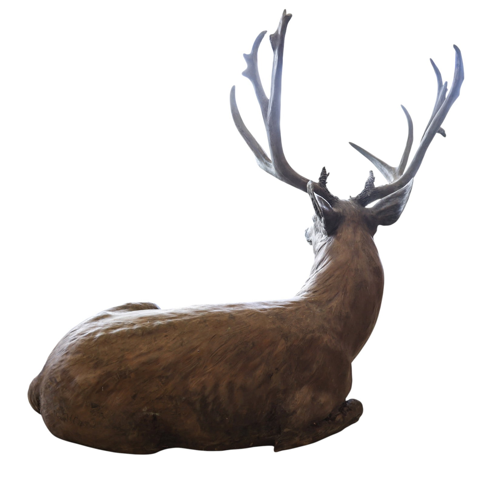 Rip Caswell "Monumental Seated Elk" 1995 Bronze Sculpture - 3