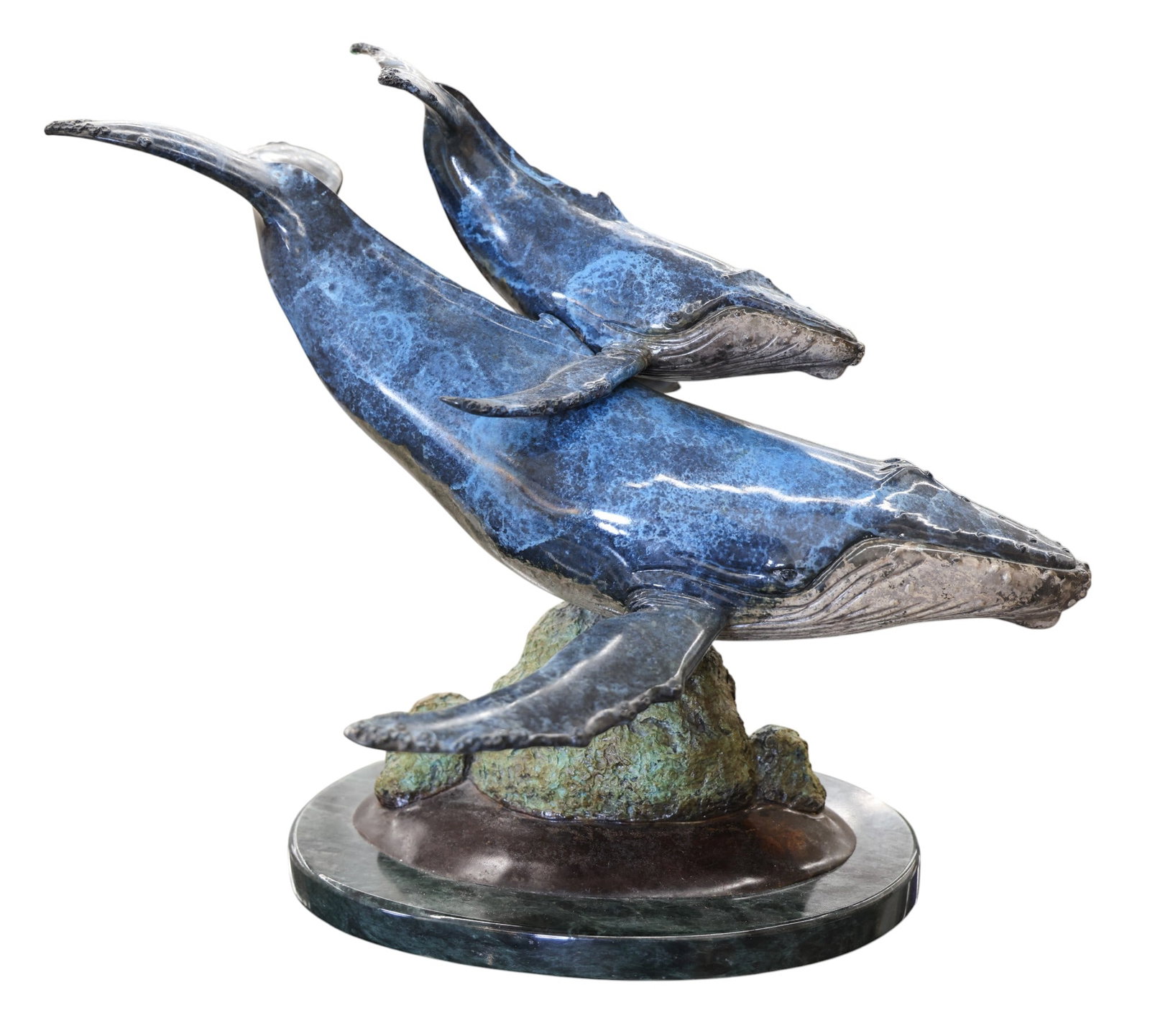 Phil Vanderlei "Piggy Back" (Humpback Whales) Bronze Sculpture: Phil Vanderlei (20th Cent. American) "Piggy Back" (Humpback Whales) Bronze Sculpture 13"x16". Signed and numbered 69 of 100 edition. Excellent condition. It weighs 19 pounds.