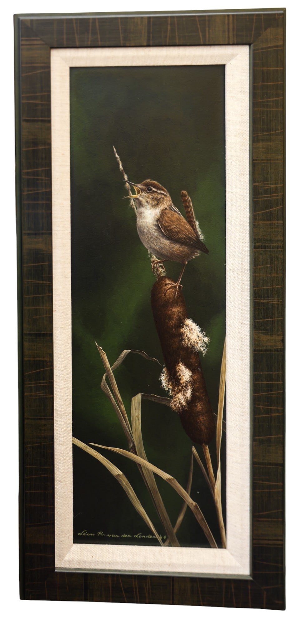 Leon van der Linden "Bewick's Wren" 1996 Oil on Masonite - 2