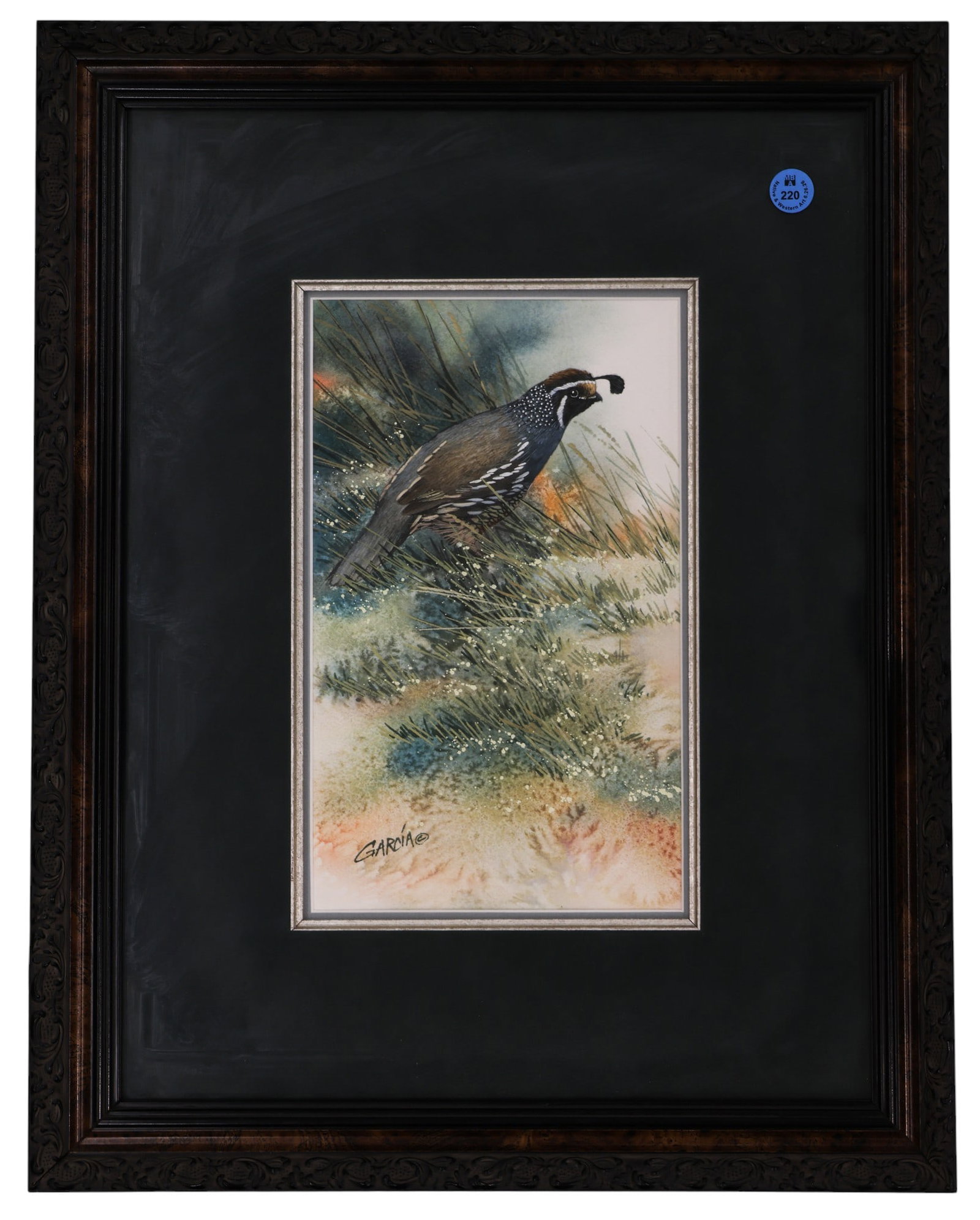 Joe Garcia "Quail in Grasses" Watercolor on Paper - 2