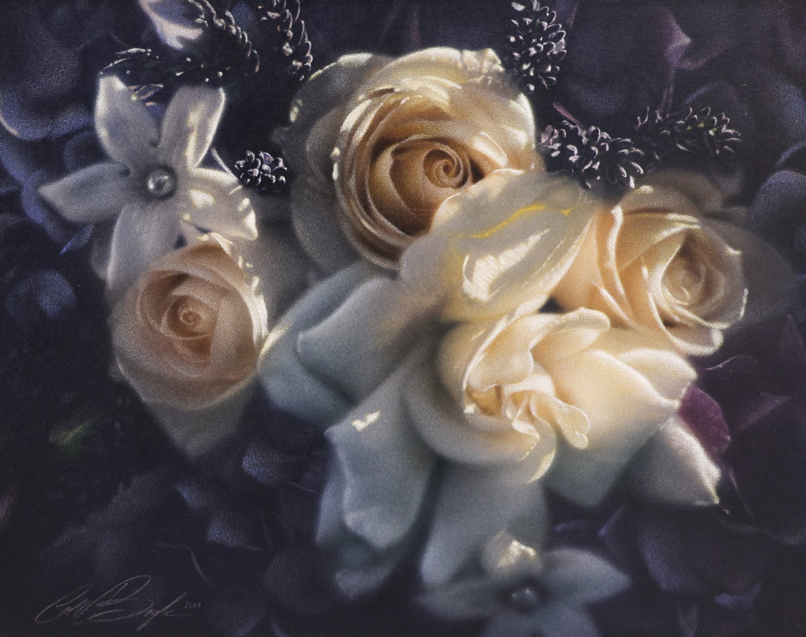 Collin Bogle "Lavender and Roses" 2001 Mixed Media on Board (1 of 2)