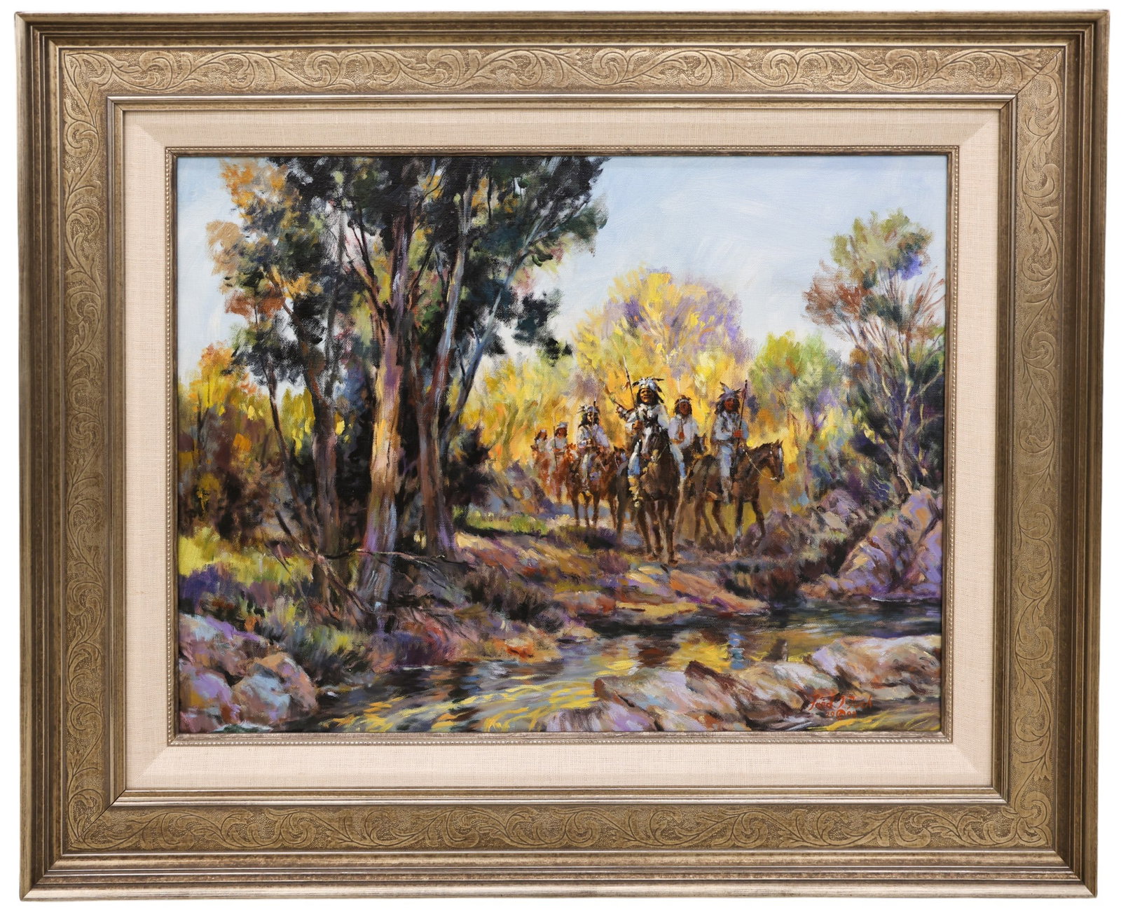 Fred T. Tuch "War Party" 1993 Oil on Canvas - 2