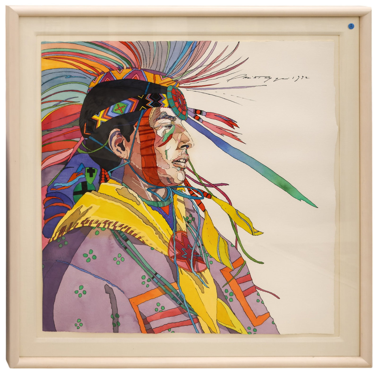 Sari Staggs "Lakota Dancer" 1992 Large Watercolor on Paper - 2