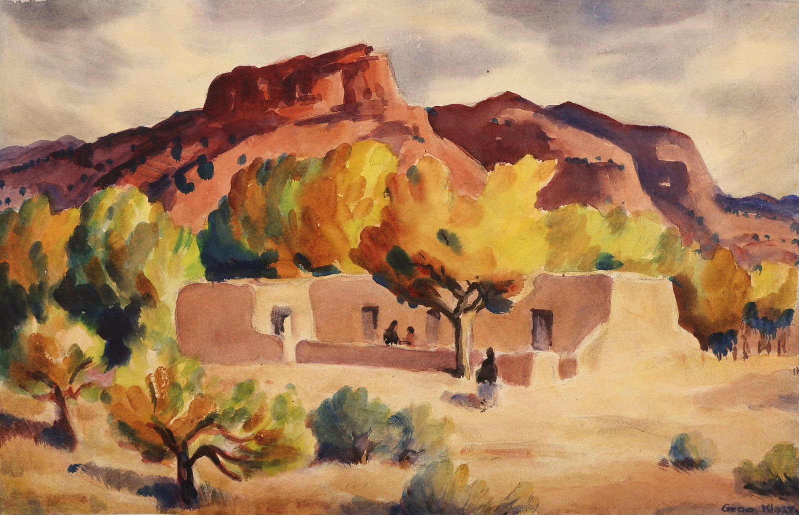 Gene Kloss "Taos Landscape" Watercolor on Paper (1 of 3)