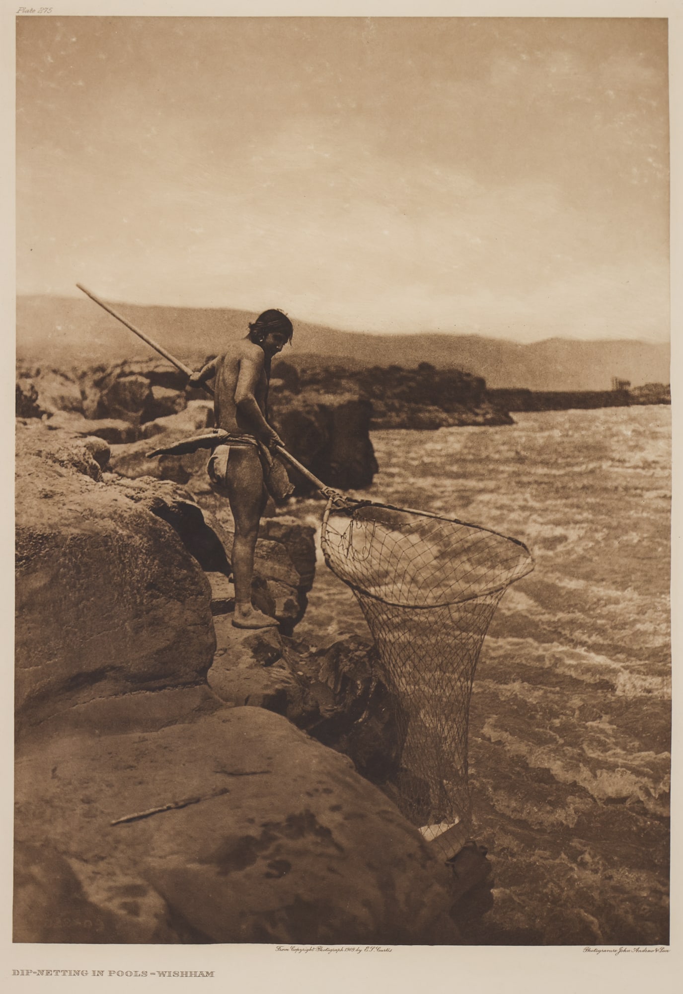 Edward Curtis "Dip-Netting in Pools - Wishham" (Plate 275) 1909 Photogravure (1 of 2)