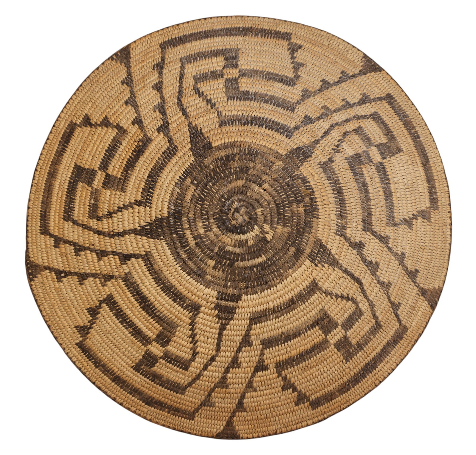 Antique Pima Whirling Log Indian Basket Large Tray - 2