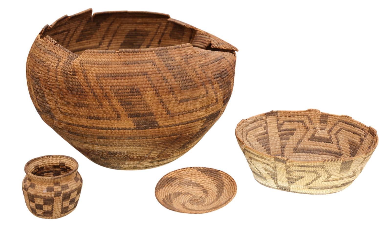 4pc Antique Pima or Papago Southwest Indian Baskets (1 of 1)