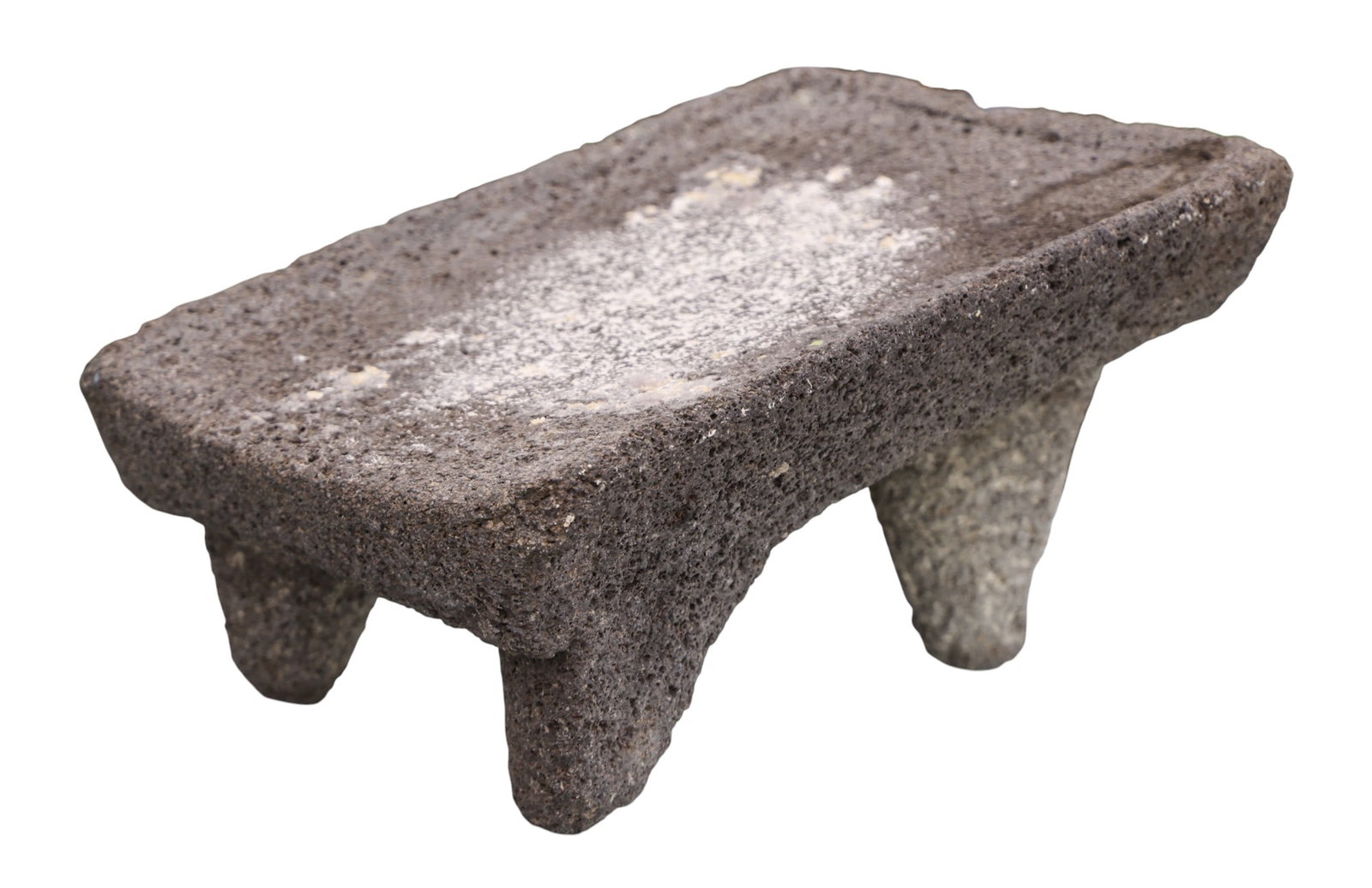 Antique Southwest Native Metate Grinding Stone: Antique Southwest Native Metate Grinding Stone 8"x15". Tripod footed volcanic stone grinding surface. Overall excellent condition for its age. 19th century or older.
