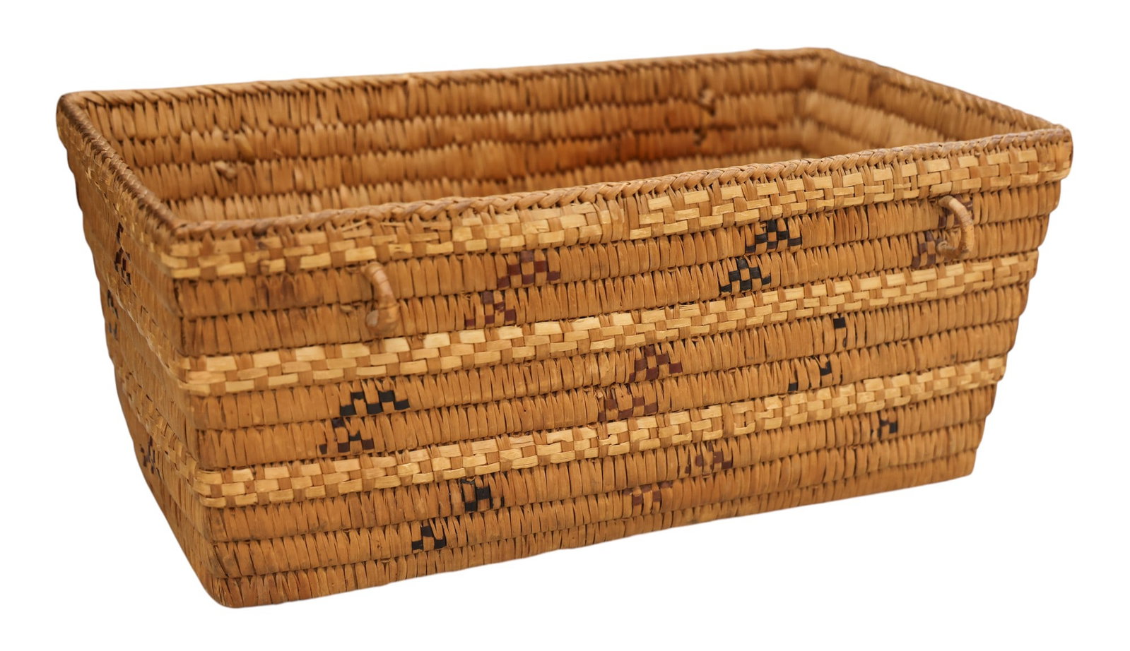 Old Coast Salish Indian Rectangular Basket (1 of 2)