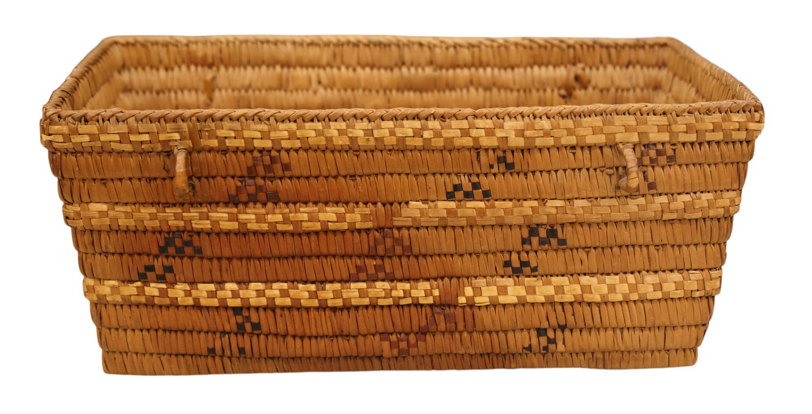 Old Coast Salish Indian Rectangular Basket - 2