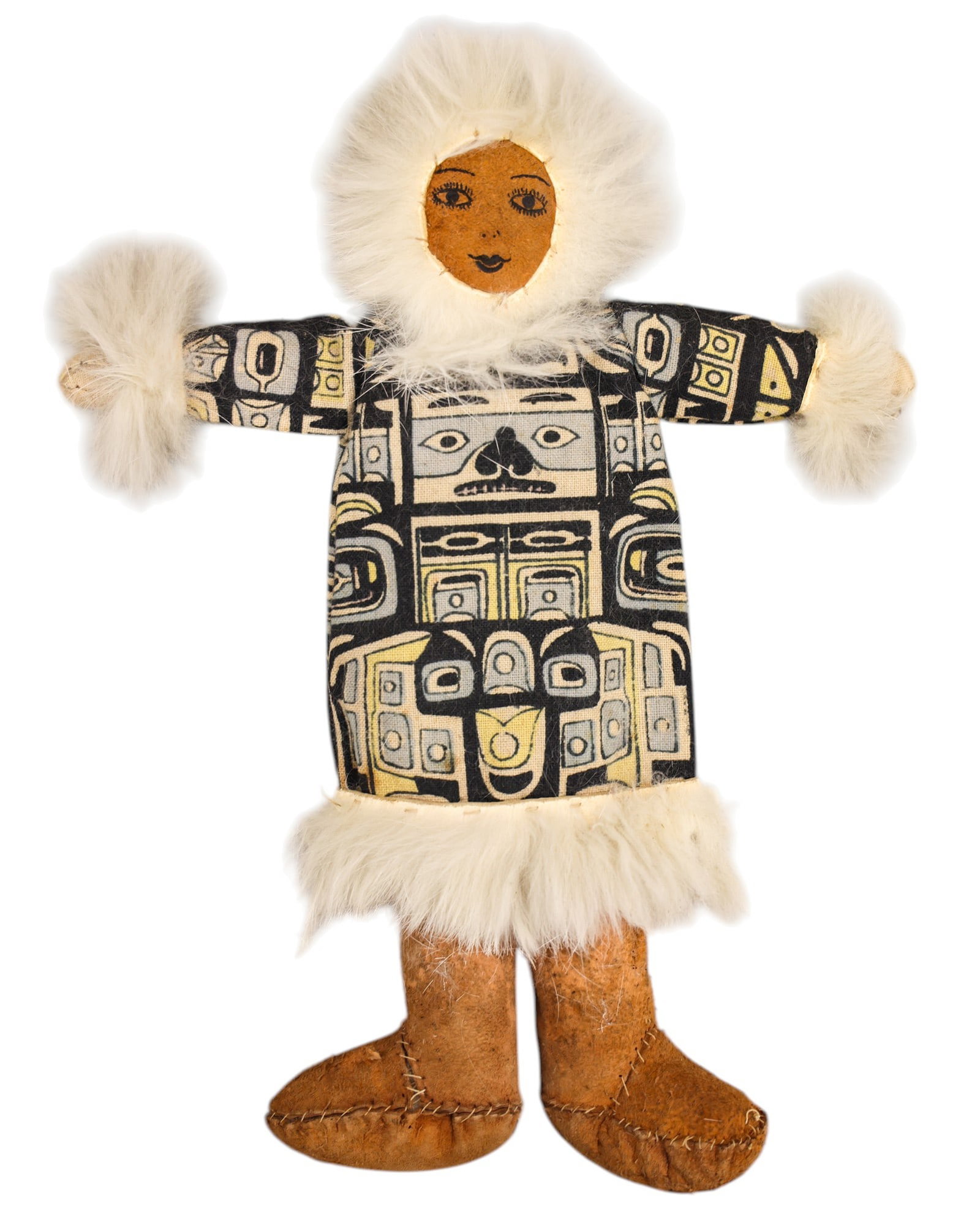 Old Northwest Coast Doll with Chilkat Pattern Robe (1 of 2)