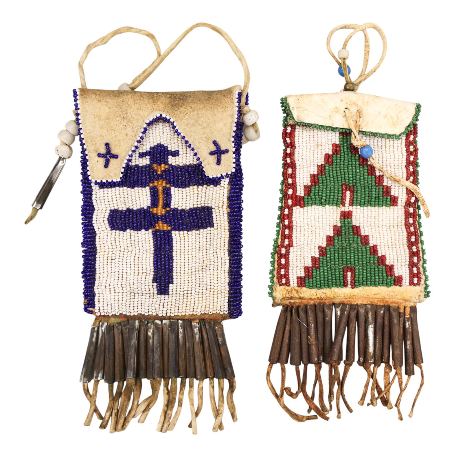 2pc Old Plains Indian Beaded Strike-a-Lite Bags (1 of 2)