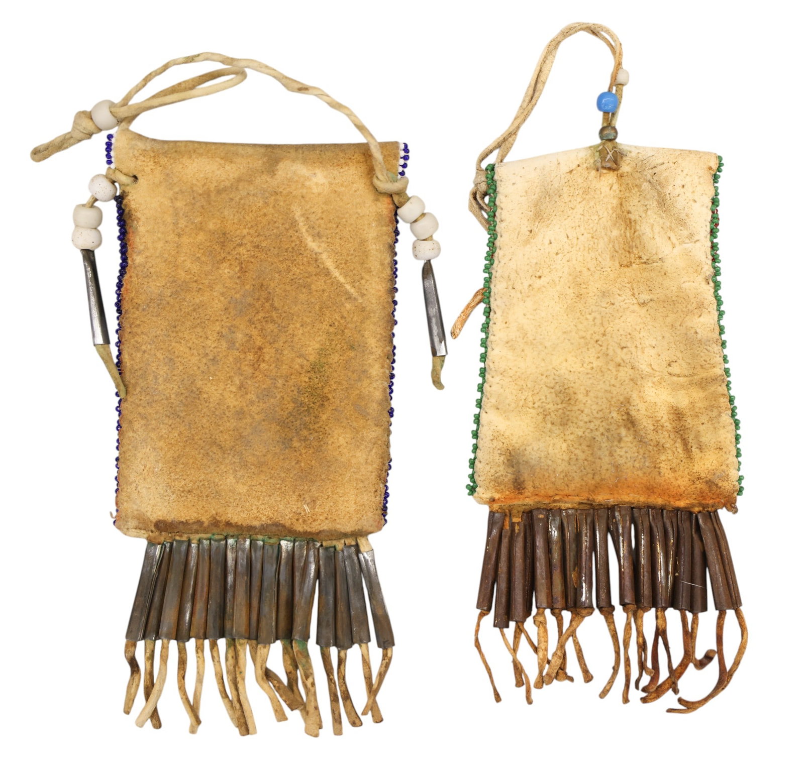 2pc Old Plains Indian Beaded Strike-a-Lite Bags - 2