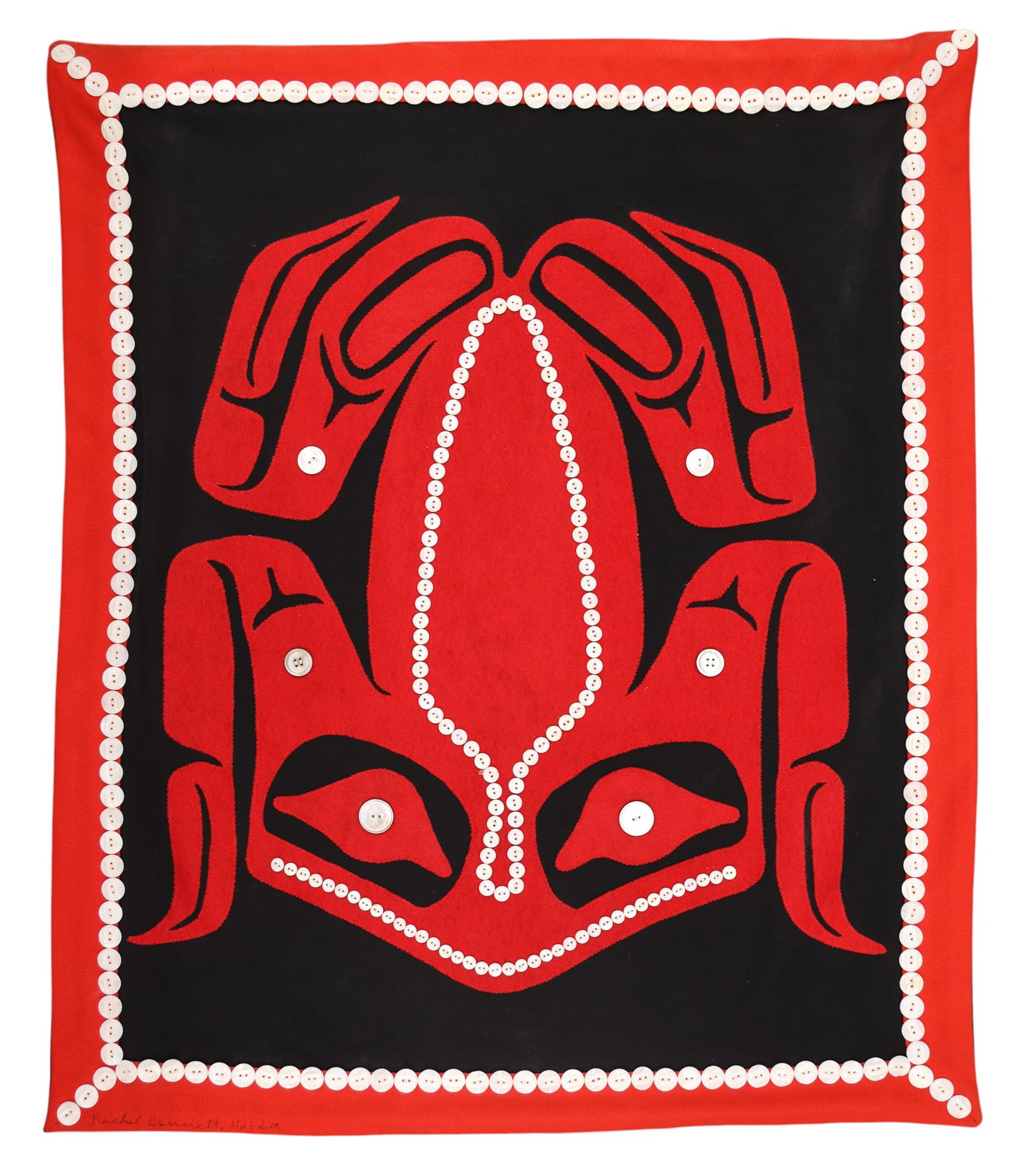 Rachel Bennett Haida Frog Button Blanket Hanging (1 of 2)