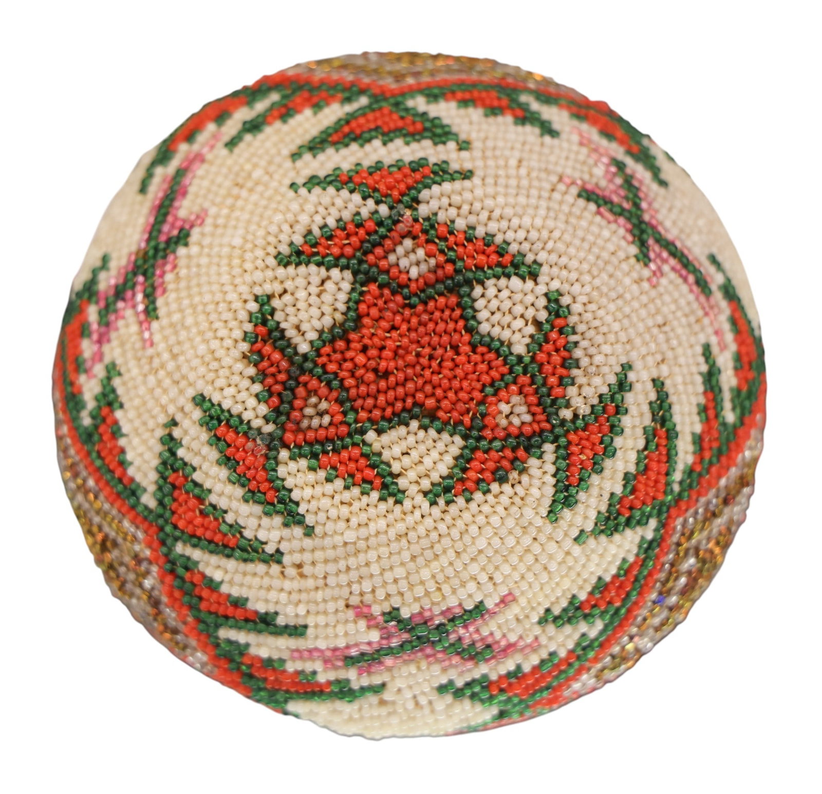 Paiute Indian Beaded Woven Basket - 2