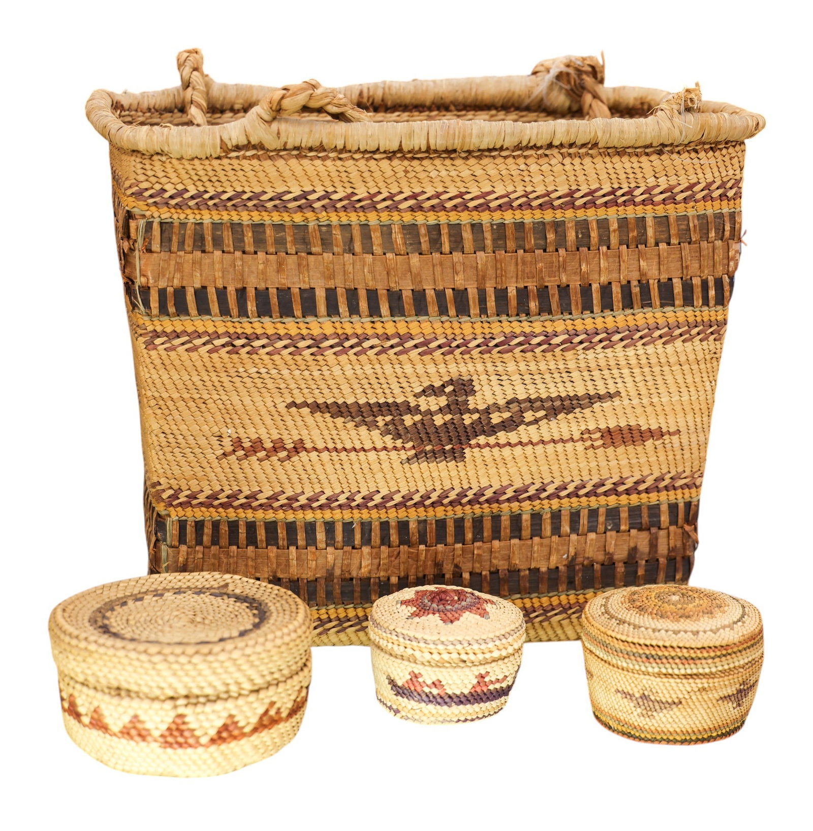 4pc Old Makah Northwest Coast Indian Baskets (1 of 1)